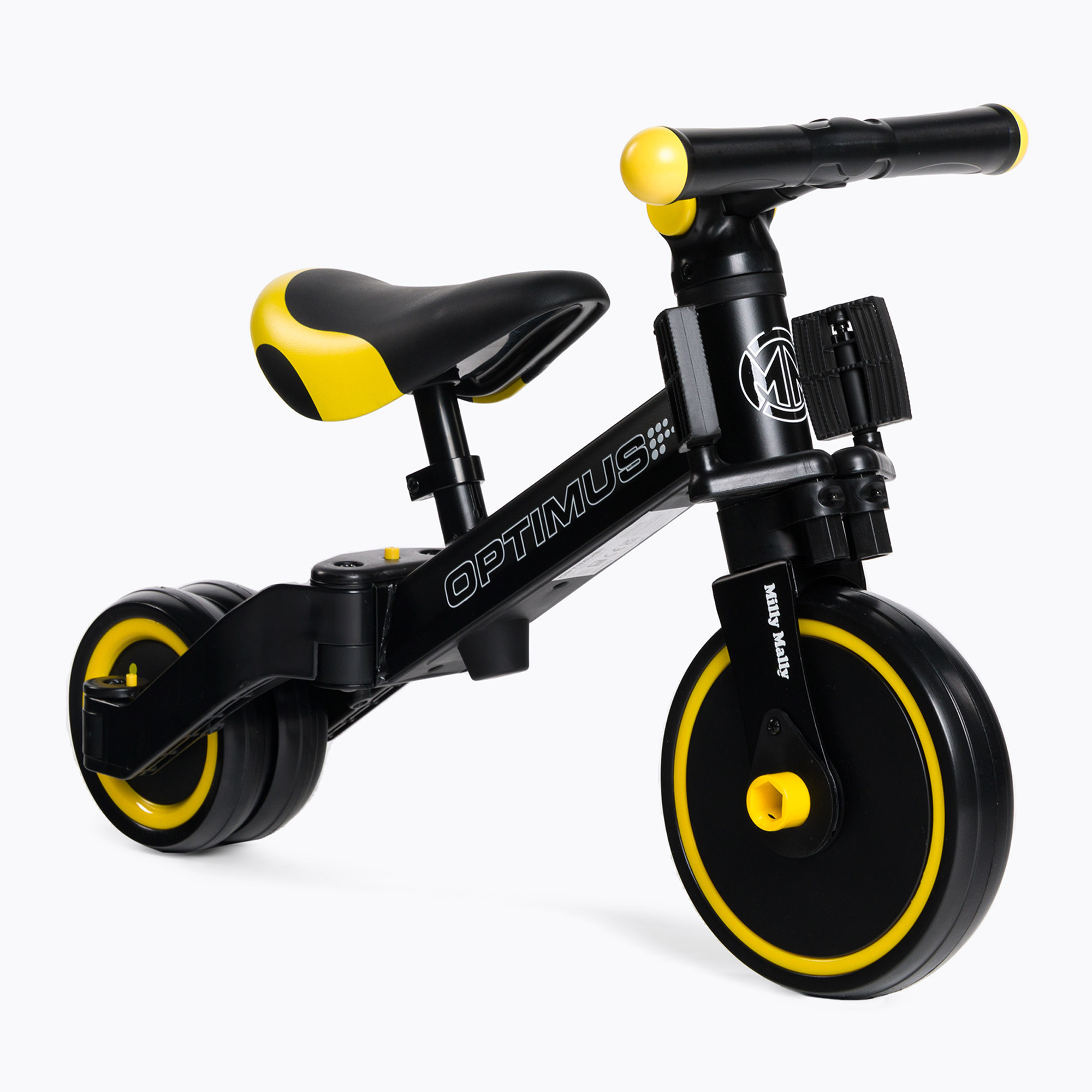 Bicicletă de echilibru cu tri roți Milly Mally 3w1 Optimus neagră 2714 (3w1 Optimus 2714)
