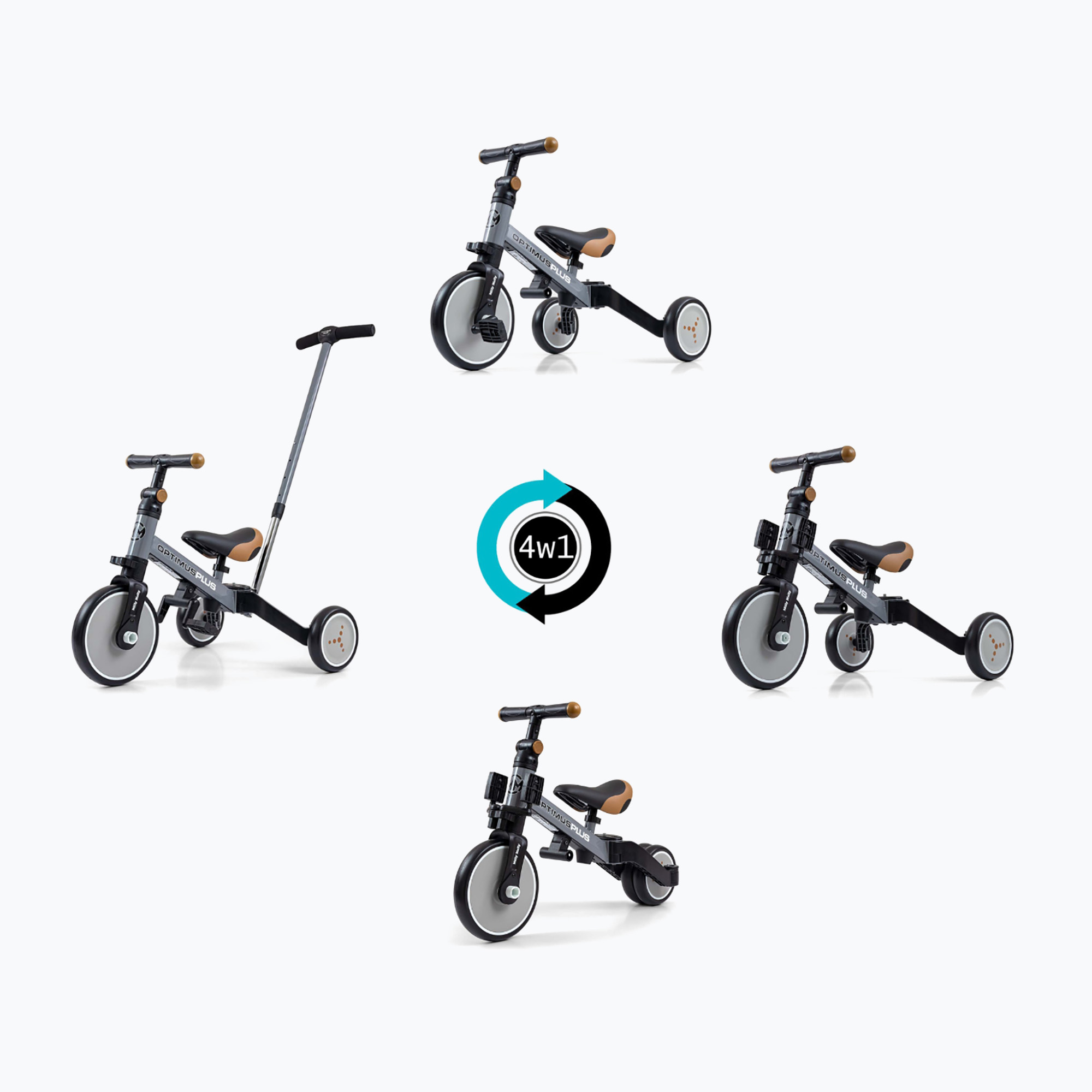 Milly Mally 4в1 триколка Optimus Plus сива