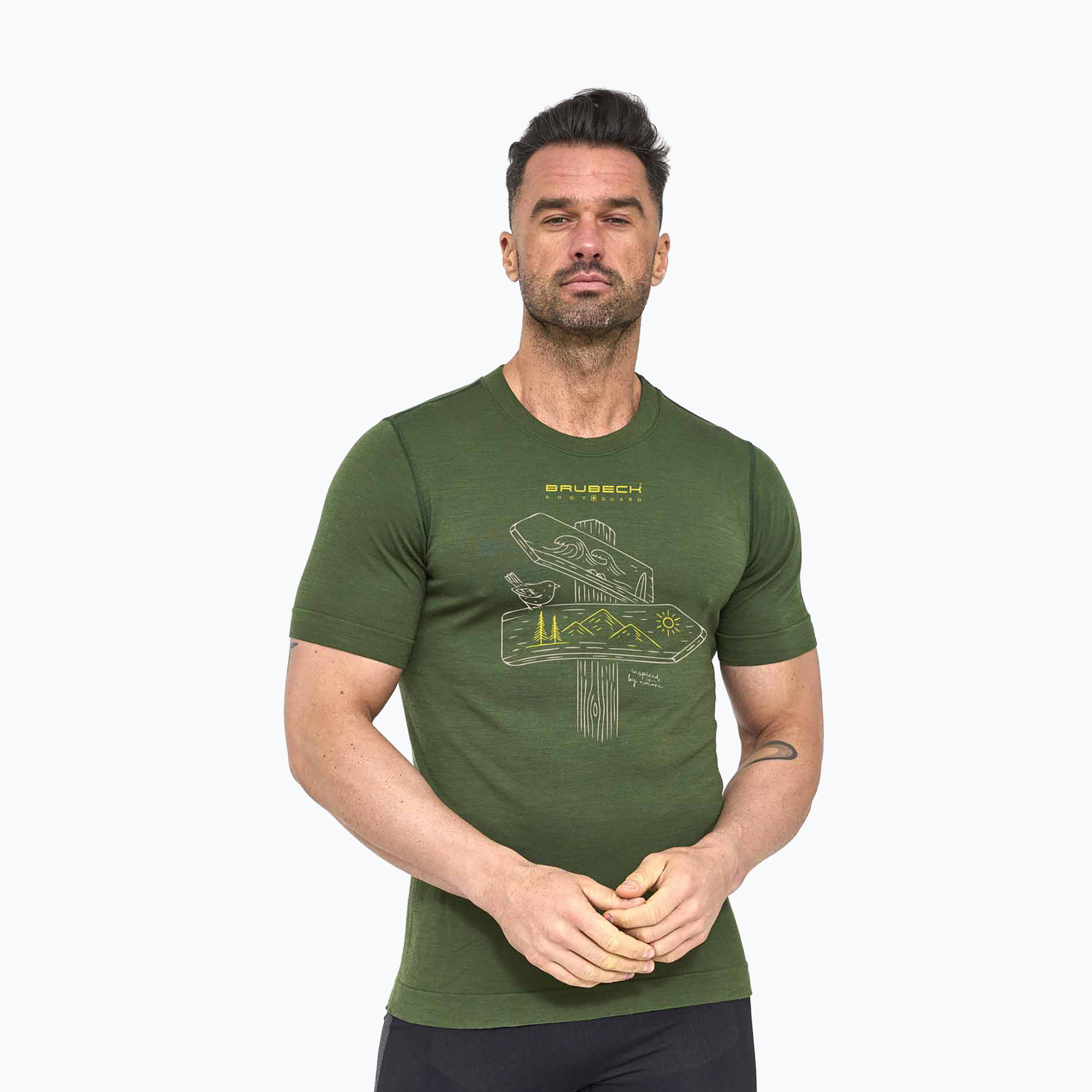 Koszulka termoaktywna męska Brubeck Outdoor Wool Pro dark green | WYSYŁKA W 24H | 30 DNI NA ZWROT