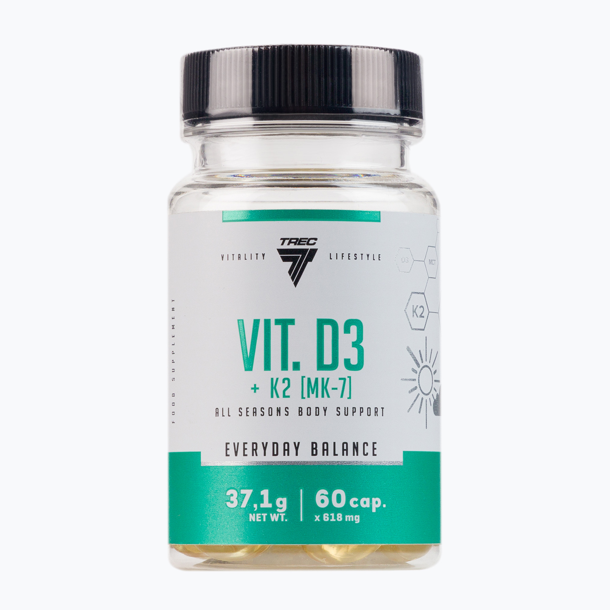Vitamina D3 K2 (MK-7) Set de vitamine Trec 60 capsule TRE/539 (Vitamin D3 K2 (MK-7) TRE/539)