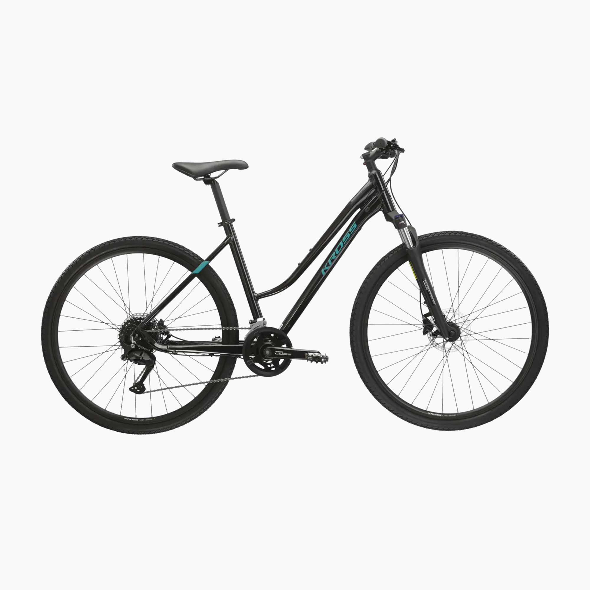 Női cross kerékpár KROSS Evado 5.0 In black/turquoise/gloss (Evado 5.0 W KREV5Z28X17W005758)