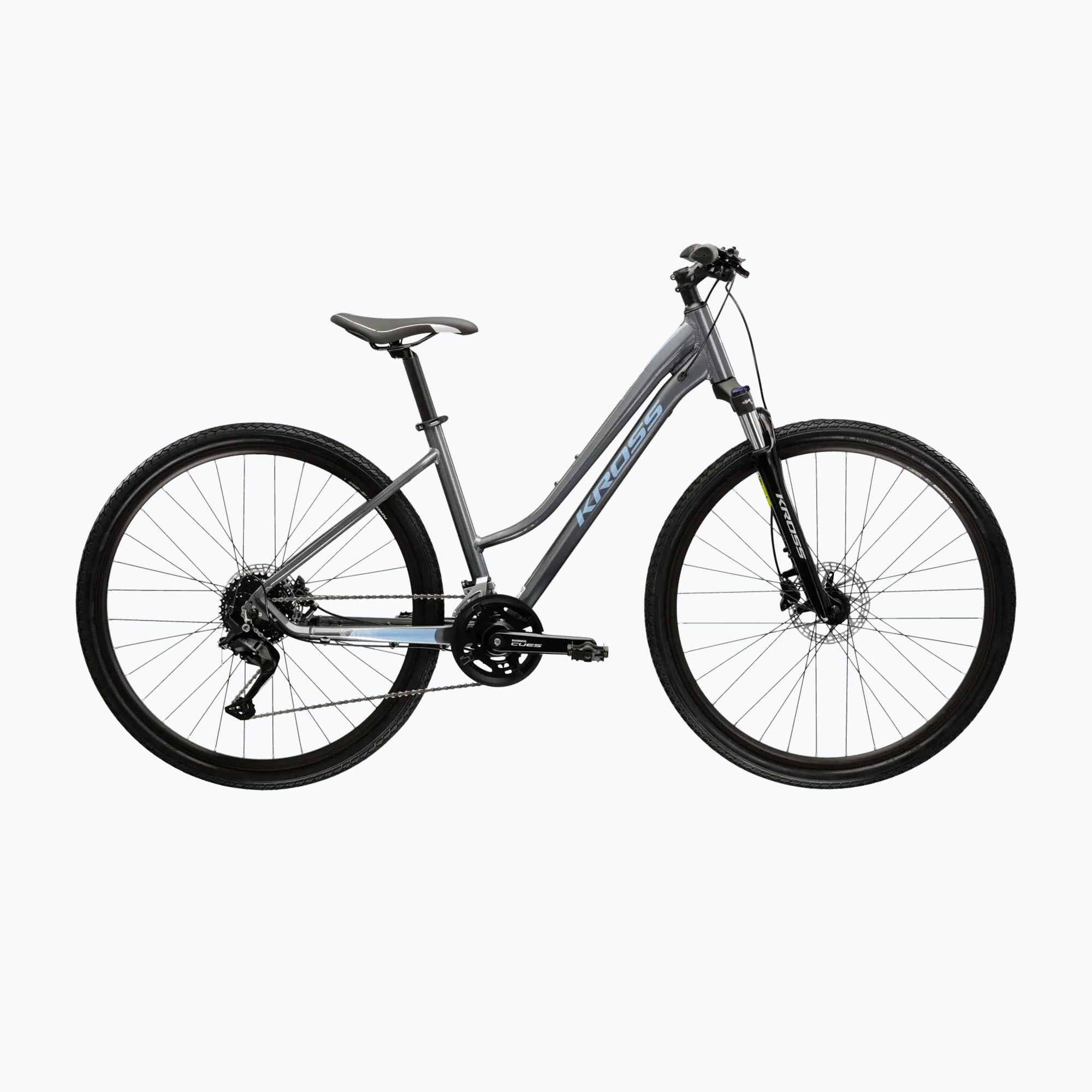 Dámsky crossový bicykel KROSS Evado 5.0 In grey/blue/gloss (Evado 5.0 W KREV5Z28X17W007956)