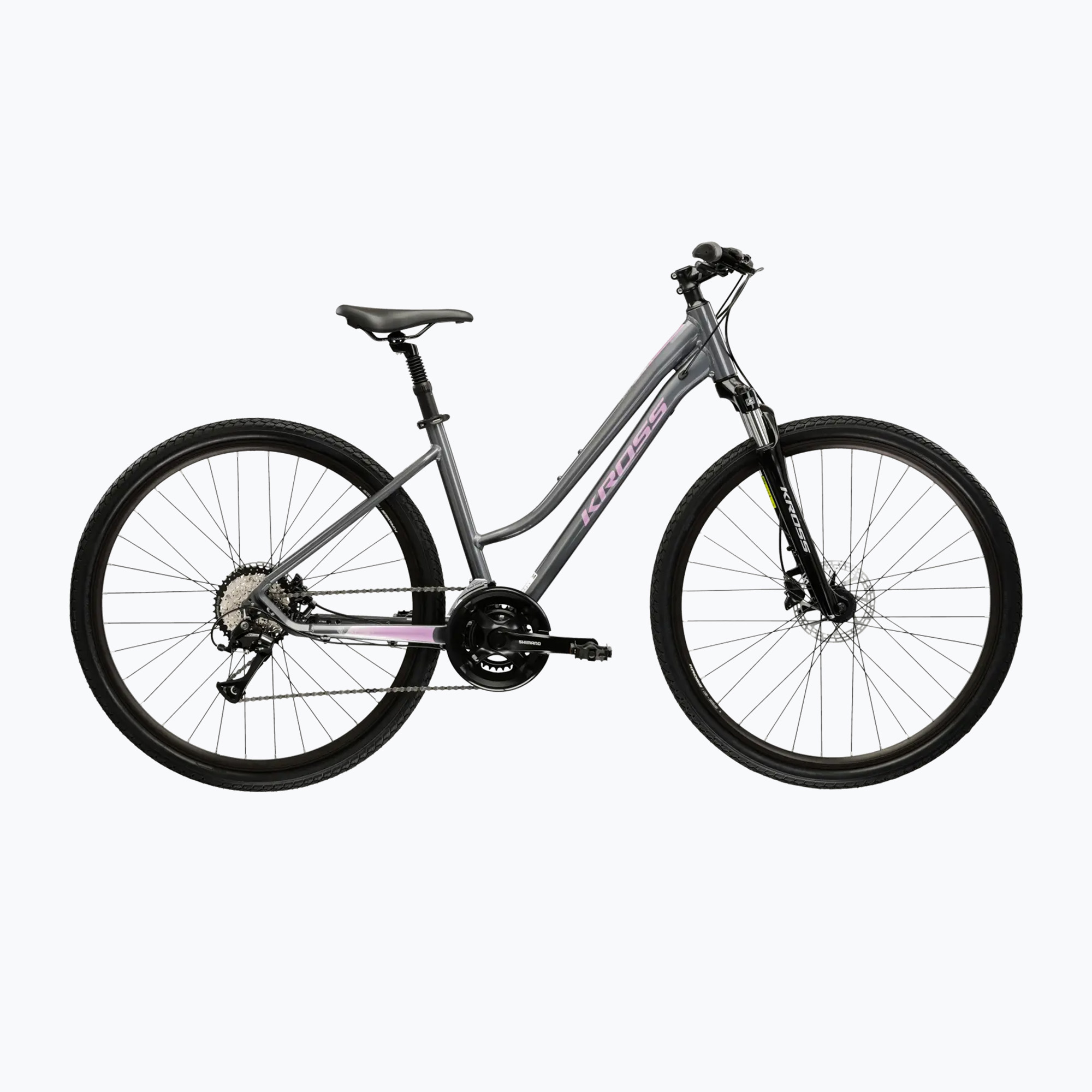 Női cross kerékpár KROSS Evado 4.0 In grey/pink/gloss (Evado 4.0 W KREV4Z28X17W007946)