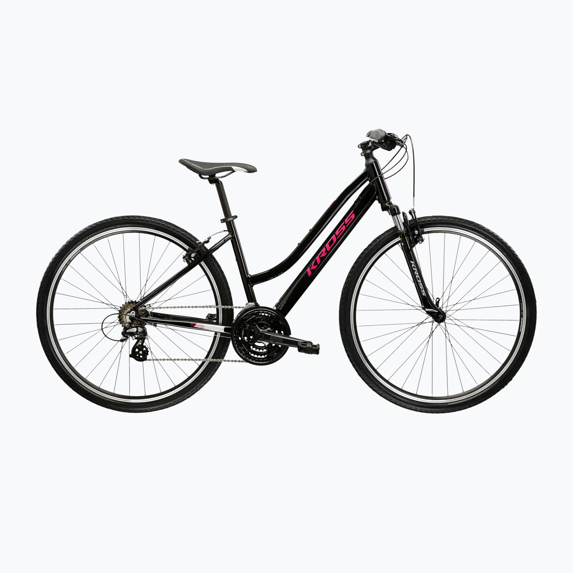 Női cross kerékpár KROSS Evado 2.0 In black/pink/gloss (Evado 2.0 W KREV2Z28X15W007926)