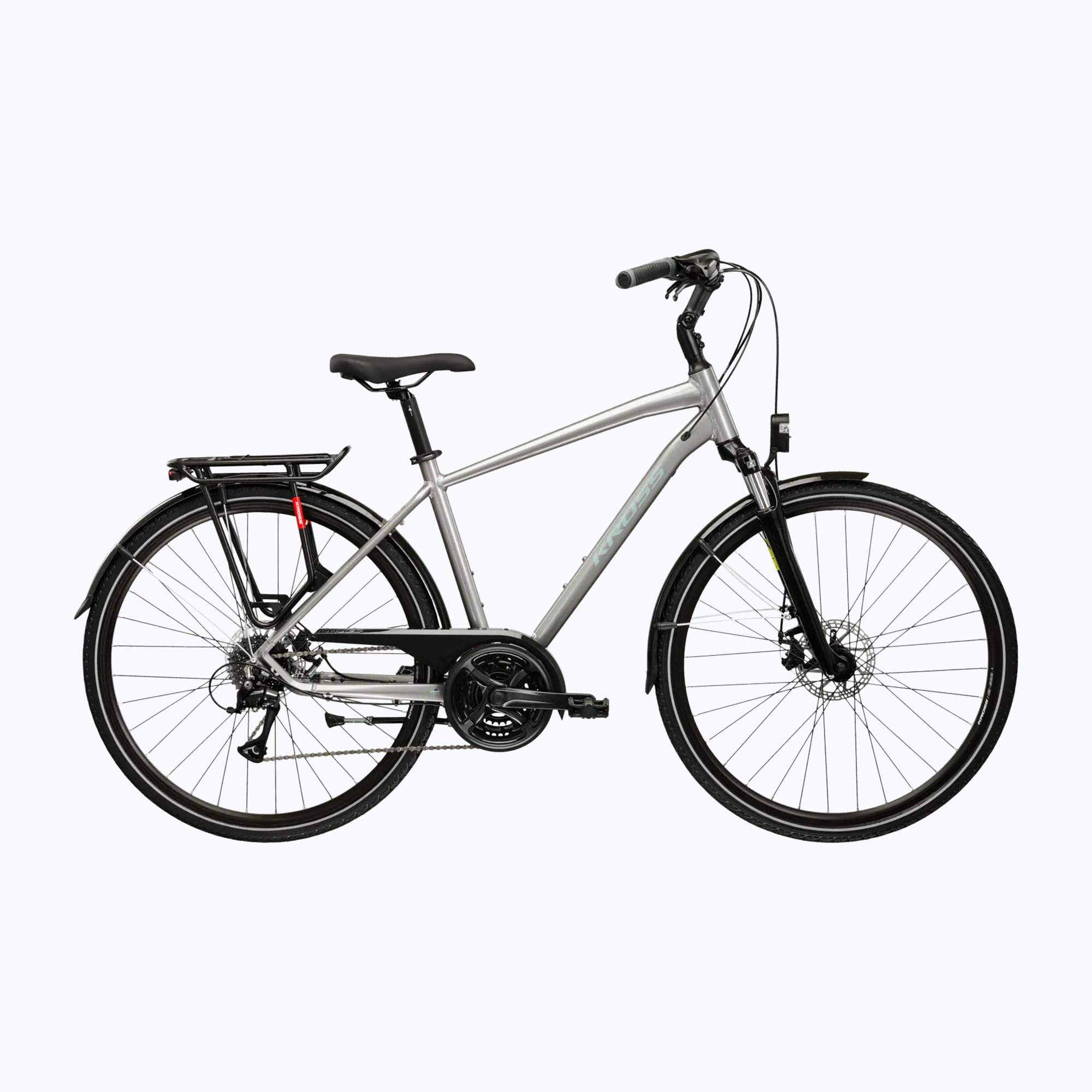 Férfi trekking kerékpár KROSS Trans 3.0 silver/blue/gloss (Trans 3.0 KRTR3Z28X19M009166)