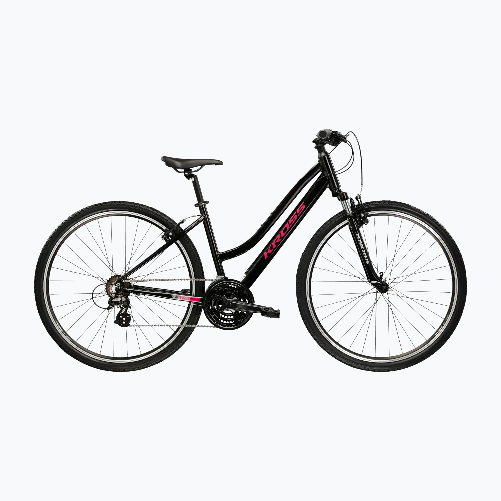 Női cross kerékpár KROSS Evado 2.0 In black/pink (Evado 2.0 W KREV2Z28X15W008909)