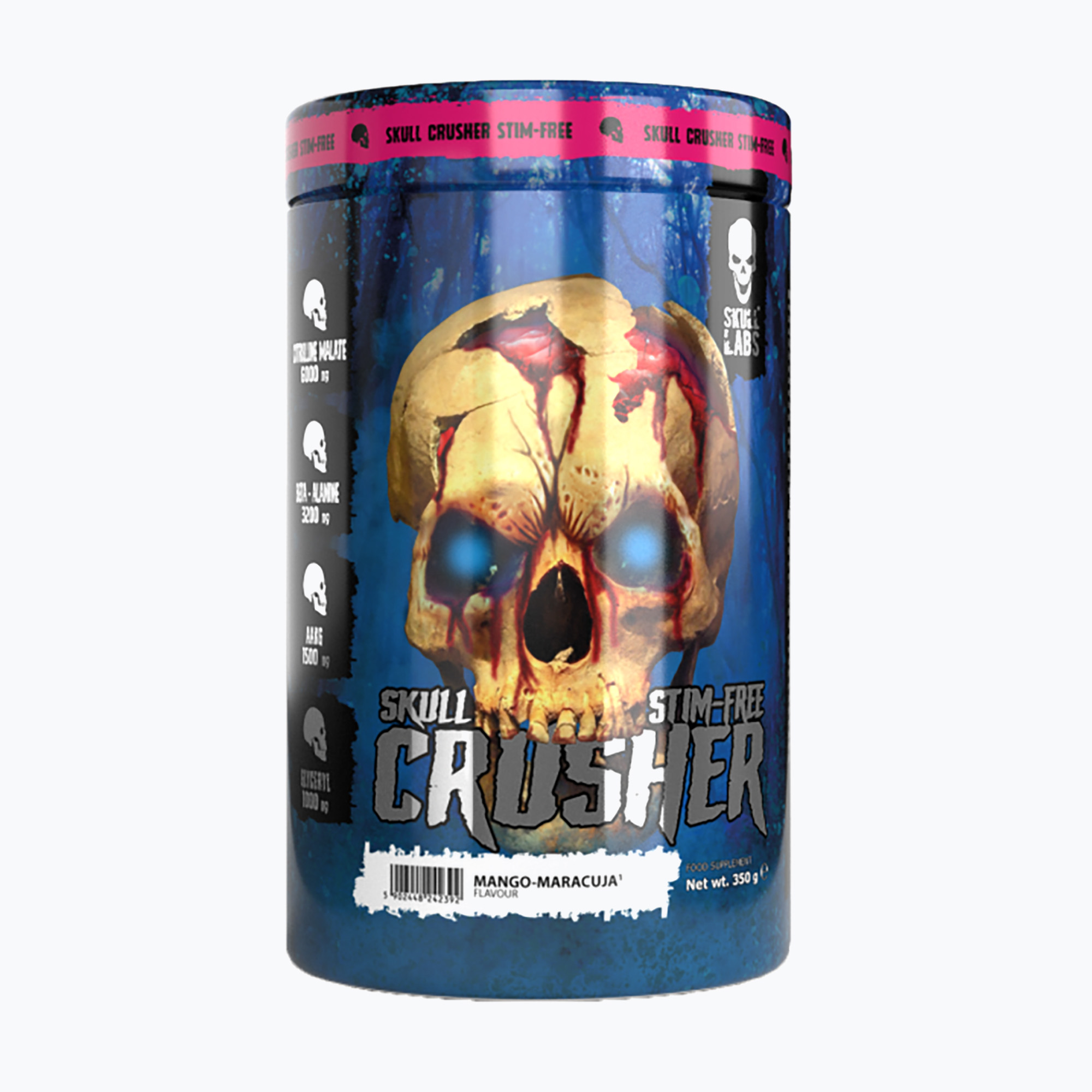 Fitness Authority pre-allenamento Skull Labs Skull Crusher Stim-Free 350 g citrus/peach (350 g) (Skull Labs Skull Crusher Stim-Free SL-SLP000191R1.1)