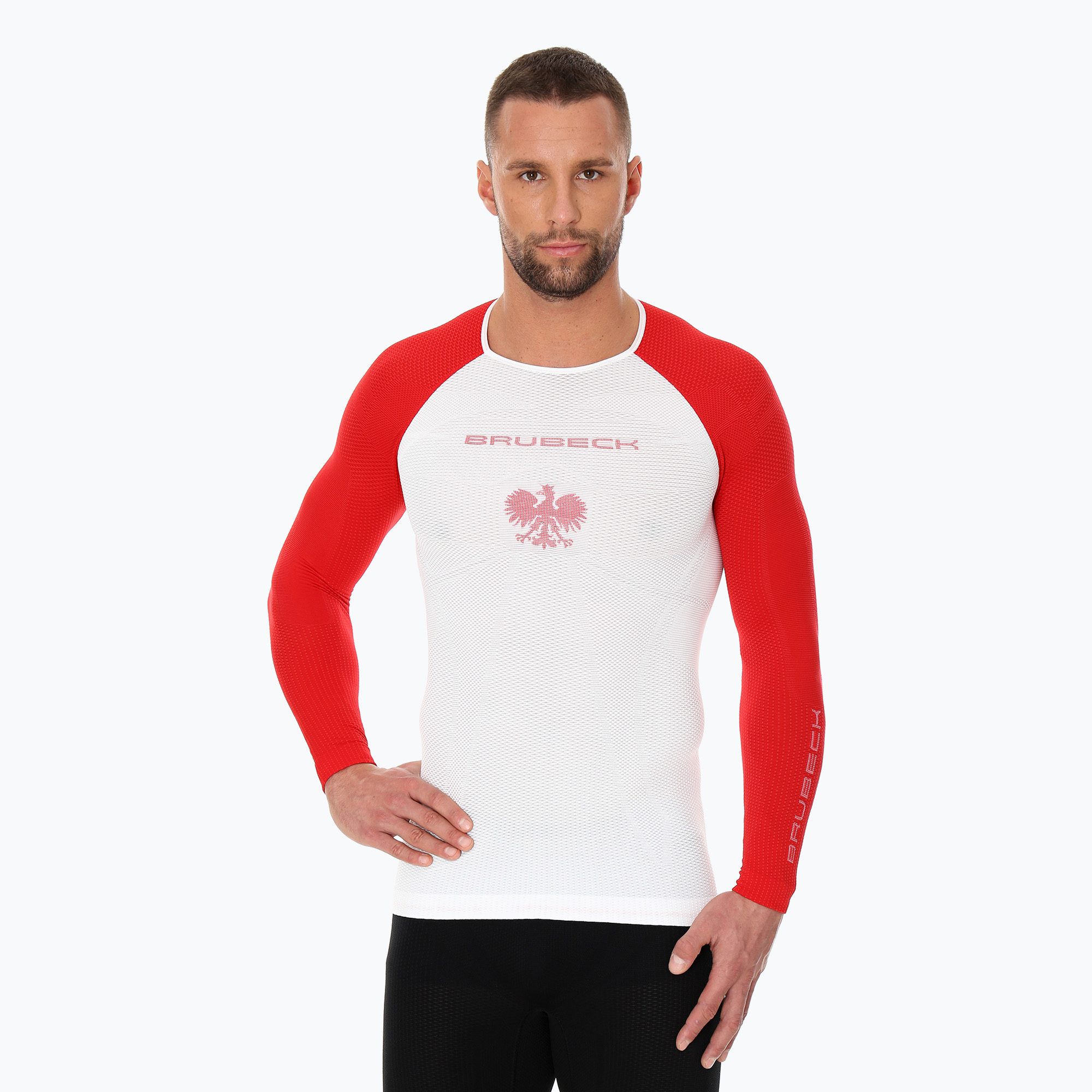 Bluza termoaktywna męska Brubeck 3D Husar Pro biały/czerwony | WYSYŁKA W 24H | 30 DNI NA ZWROT