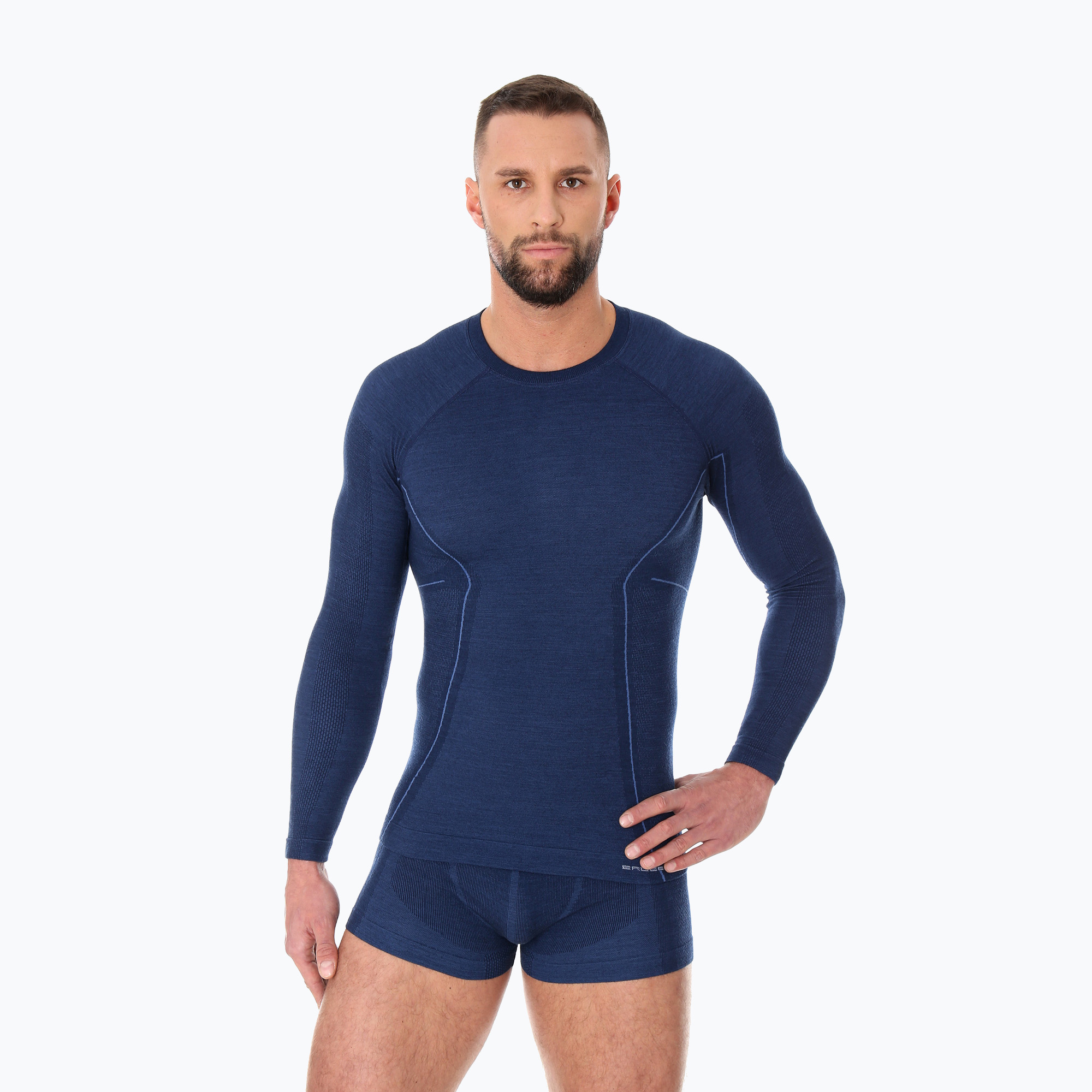 Brubeck LS12820 Active Wool manica lunga uomo blu navy (XXL) (Active Wool LS12820M)