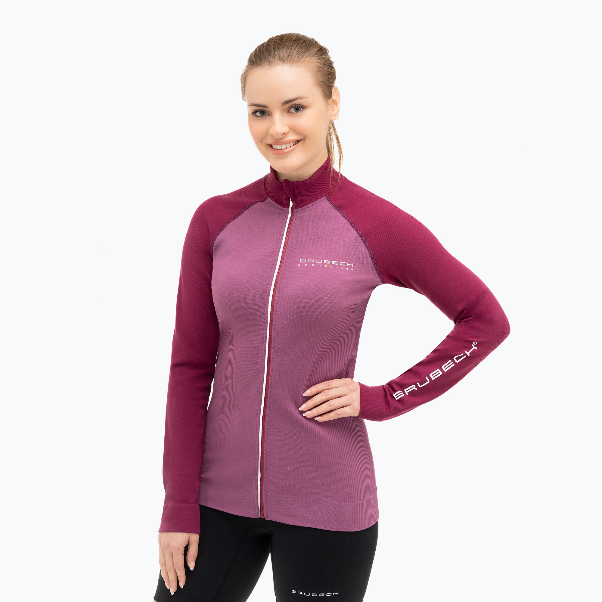 Felpa termica da donna Brubeck LS1352 Athletic heather / plum (L) (Athletic Full Zip LS13520W)