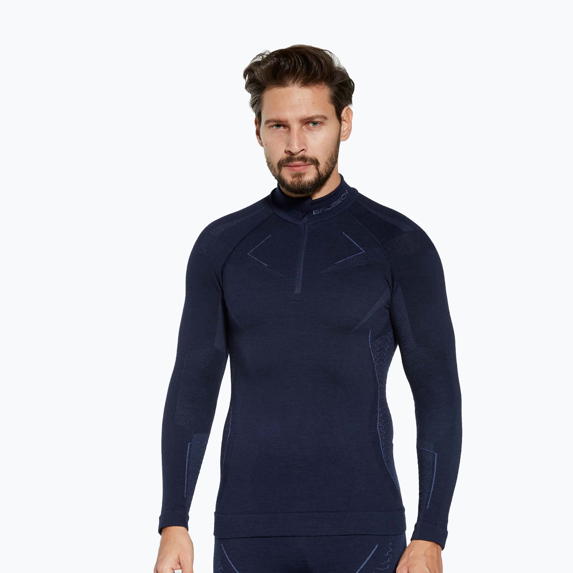 Bluza termoaktywna męska Brubeck Extreme Merino 1/3 Zip granatowy | WYSYŁKA W 24H | 30 DNI NA ZWROT