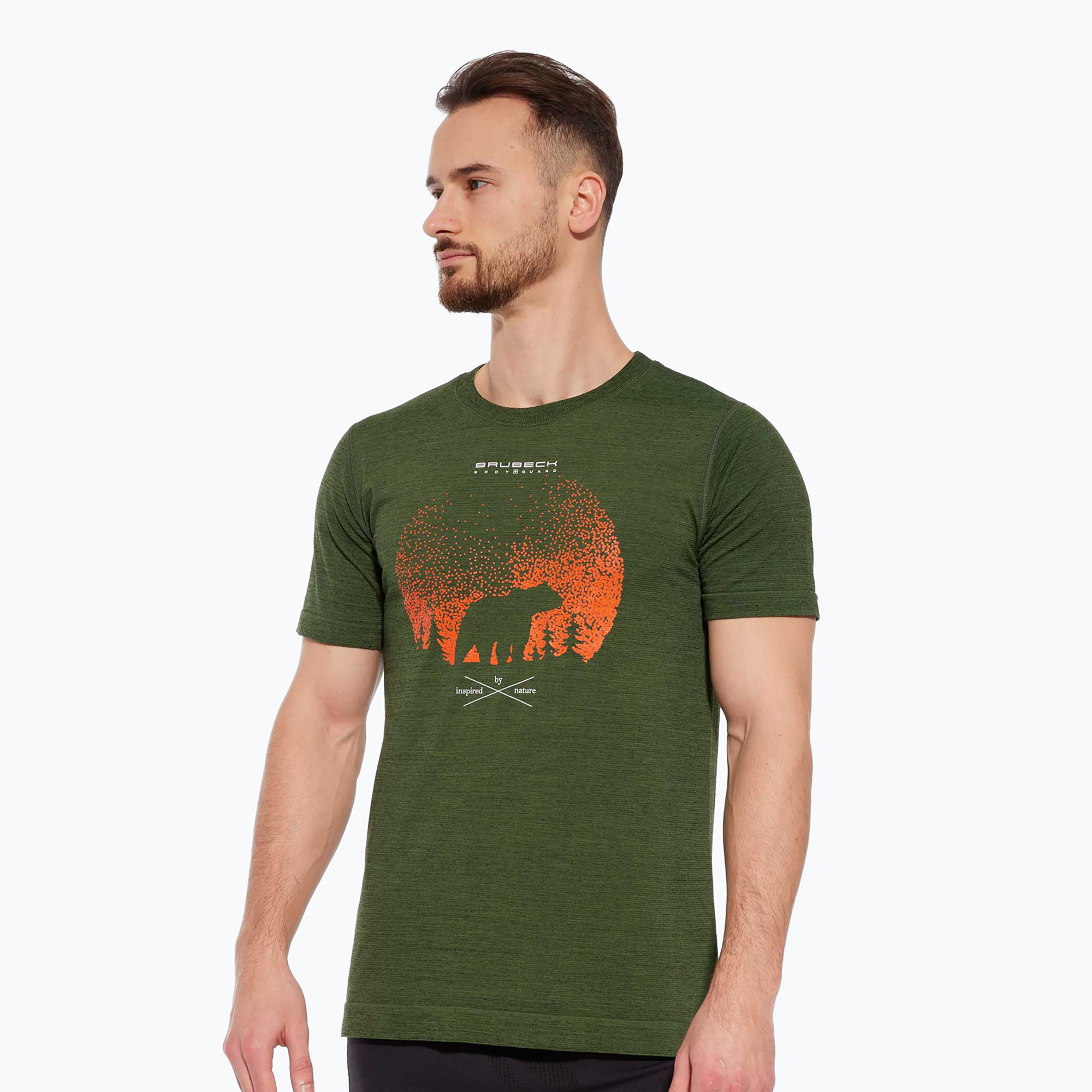 Koszulka termoaktywna męska Brubeck Outdoor Merino Wool Pro SS dark green/tree 