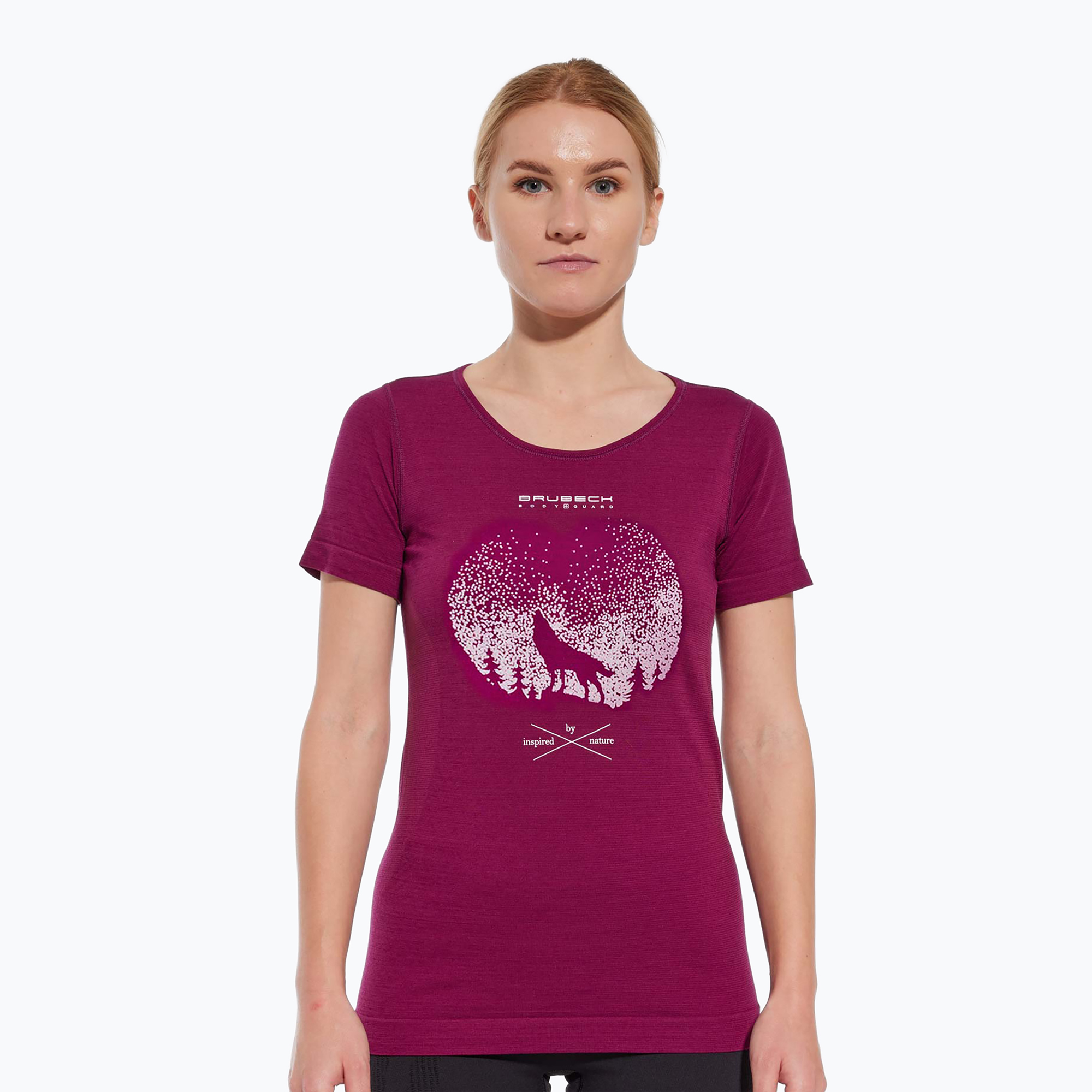 Koszulka termoaktywna damska Brubeck Outdoor Merino Wool Pro SS plum/mountain 3 | WYSYŁKA W 24H | 30 DNI NA ZWROT