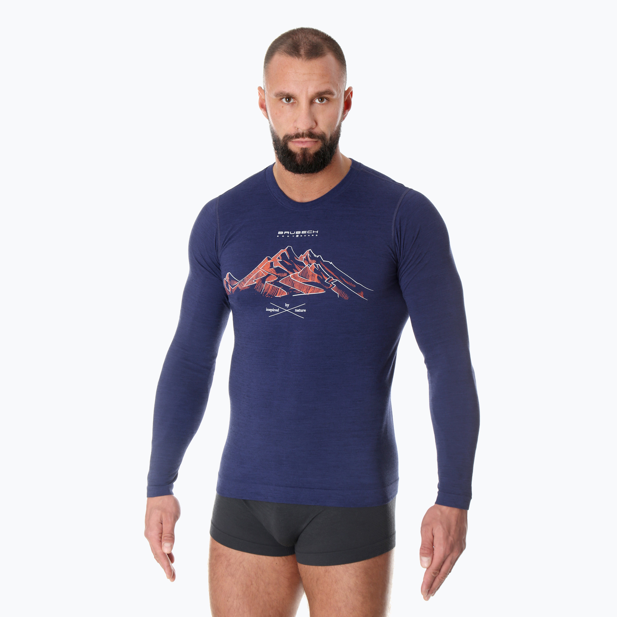 Longsleeve termoaktywny męski Brubeck Outdoor Merino Wool Pro ciemnoniebieski/góry 4 