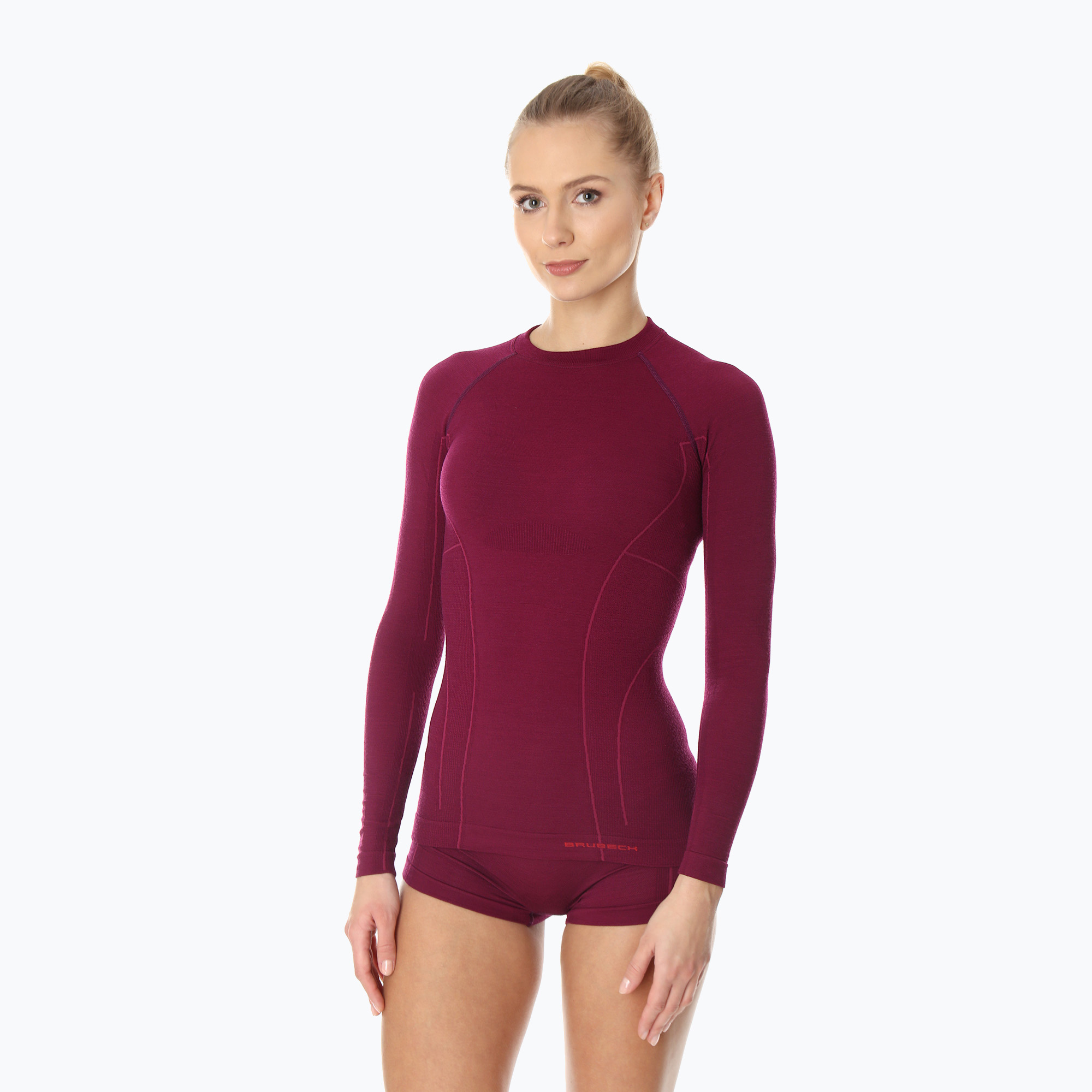 Bluza termoaktywna damska Brubeck Active Wool śliwkowy | WYSYŁKA W 24H | 30 DNI NA ZWROT