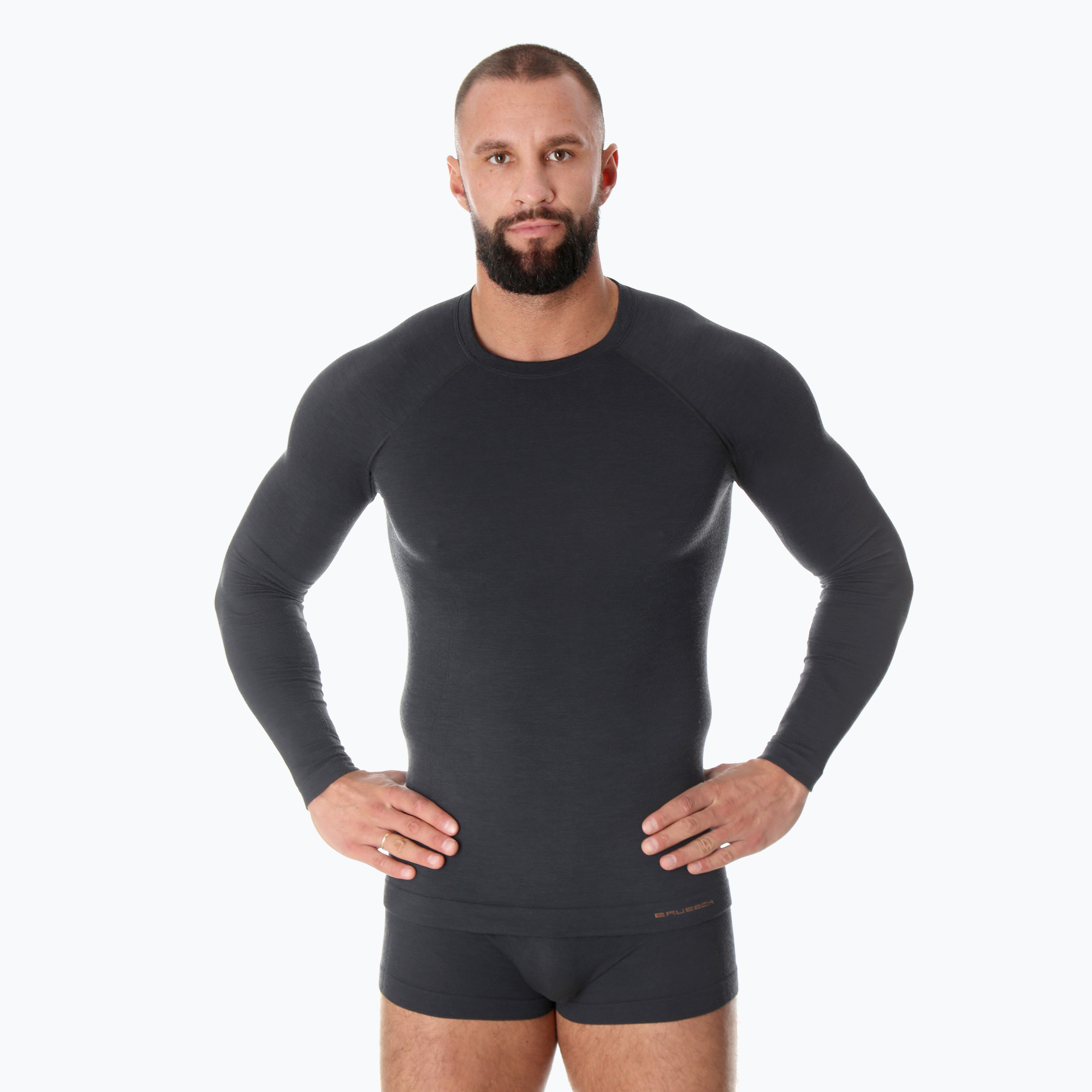 Bluza termoaktywna męska Brubeck Merino Active Wool grafitowy | WYSYŁKA W 24H | 30 DNI NA ZWROT
