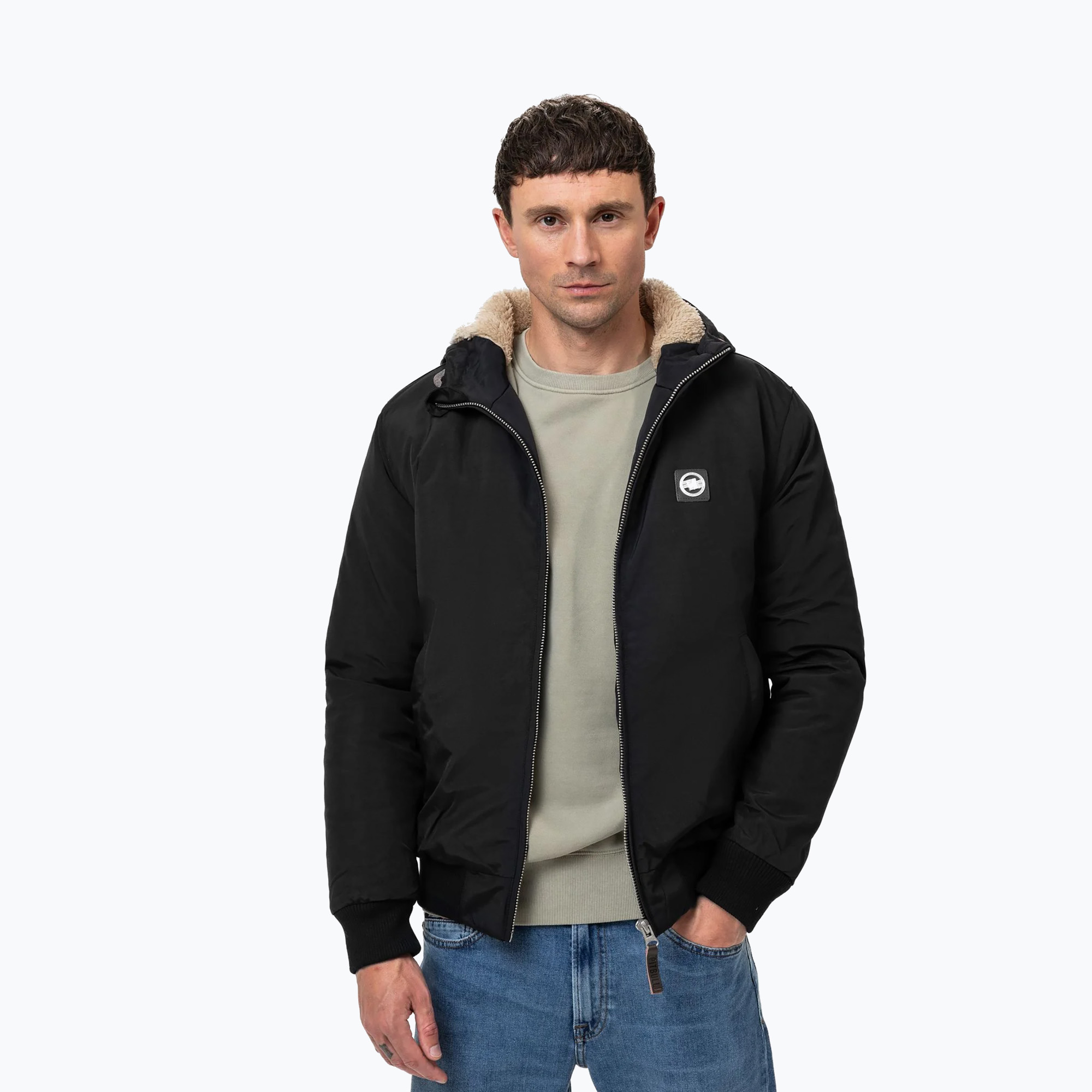 Kurtka zimowa męska Pitbull Sherpa Hooded black 
