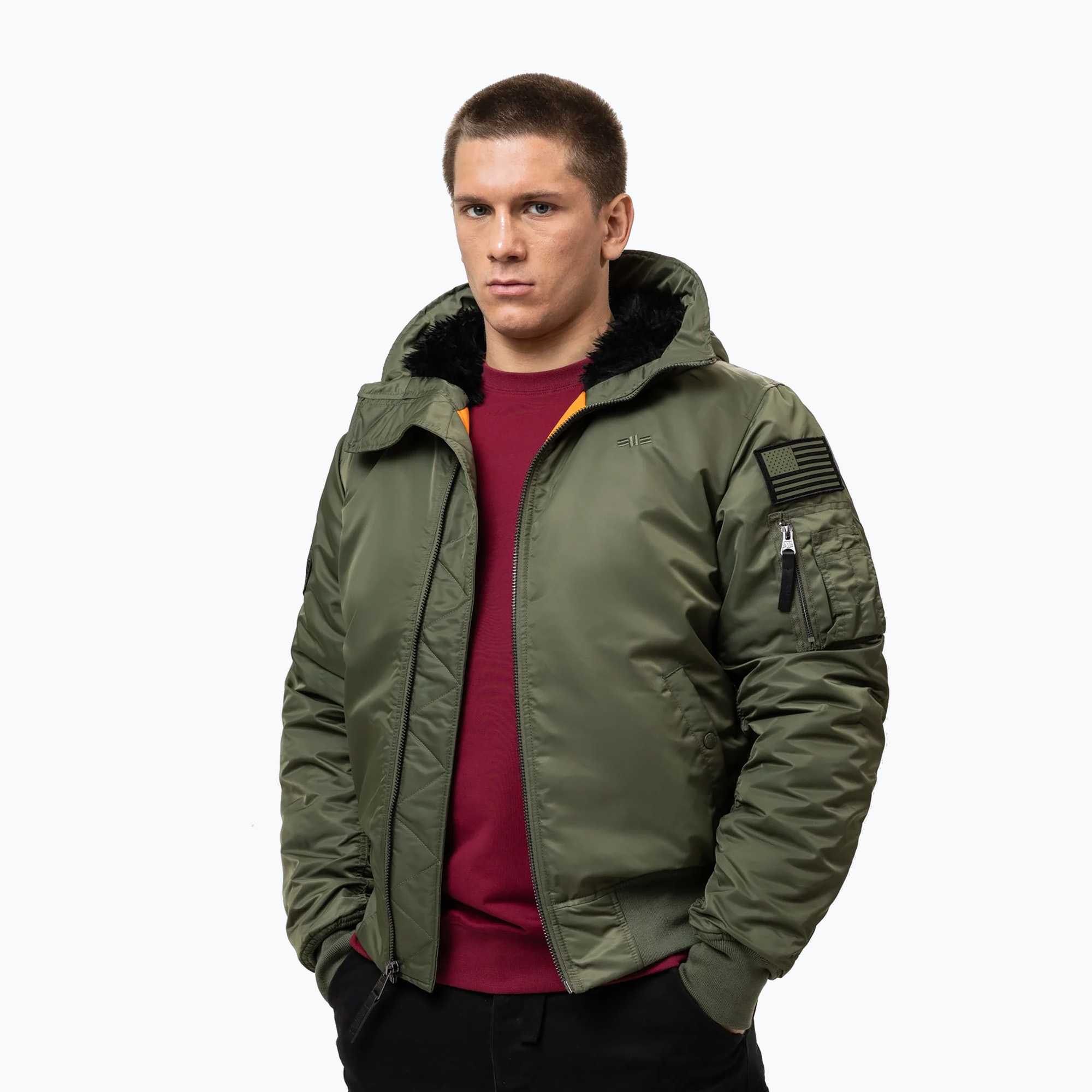 Kurtka męska Pitbull Sherpa Hooded Bomber olive 