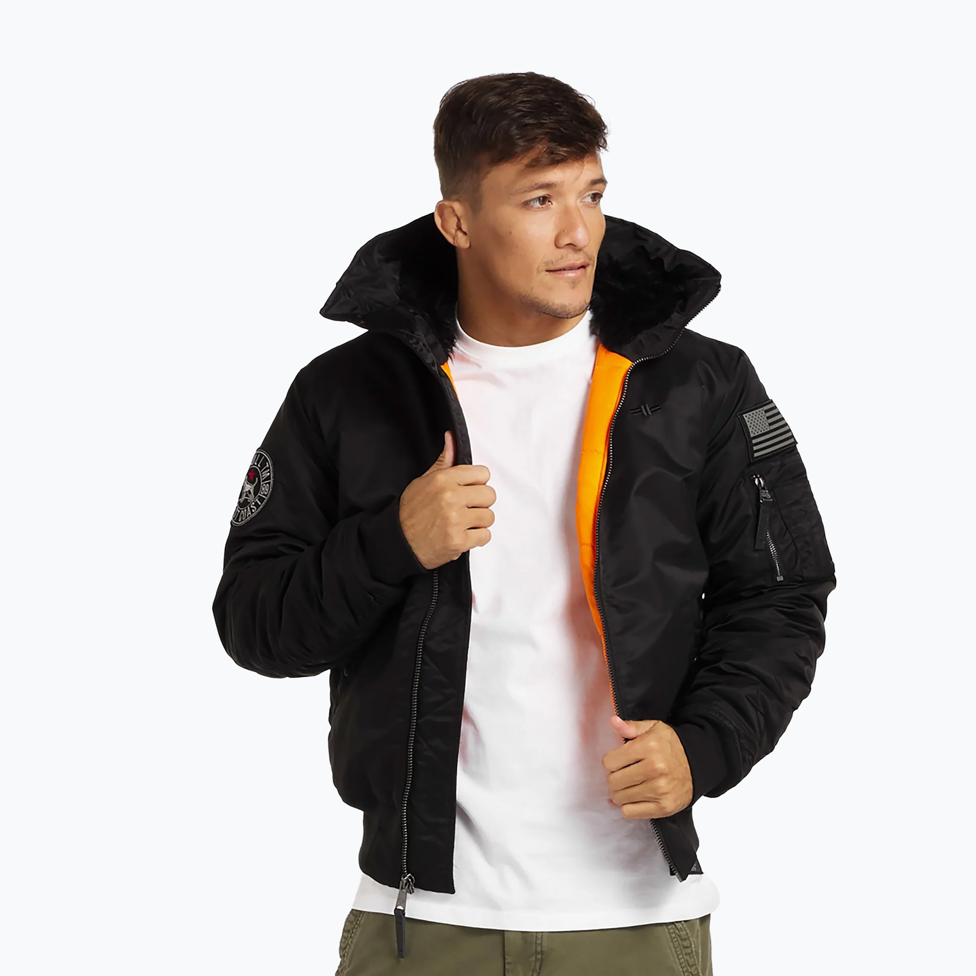 Kurtka męska Pitbull Sherpa Hooded Bomber black 
