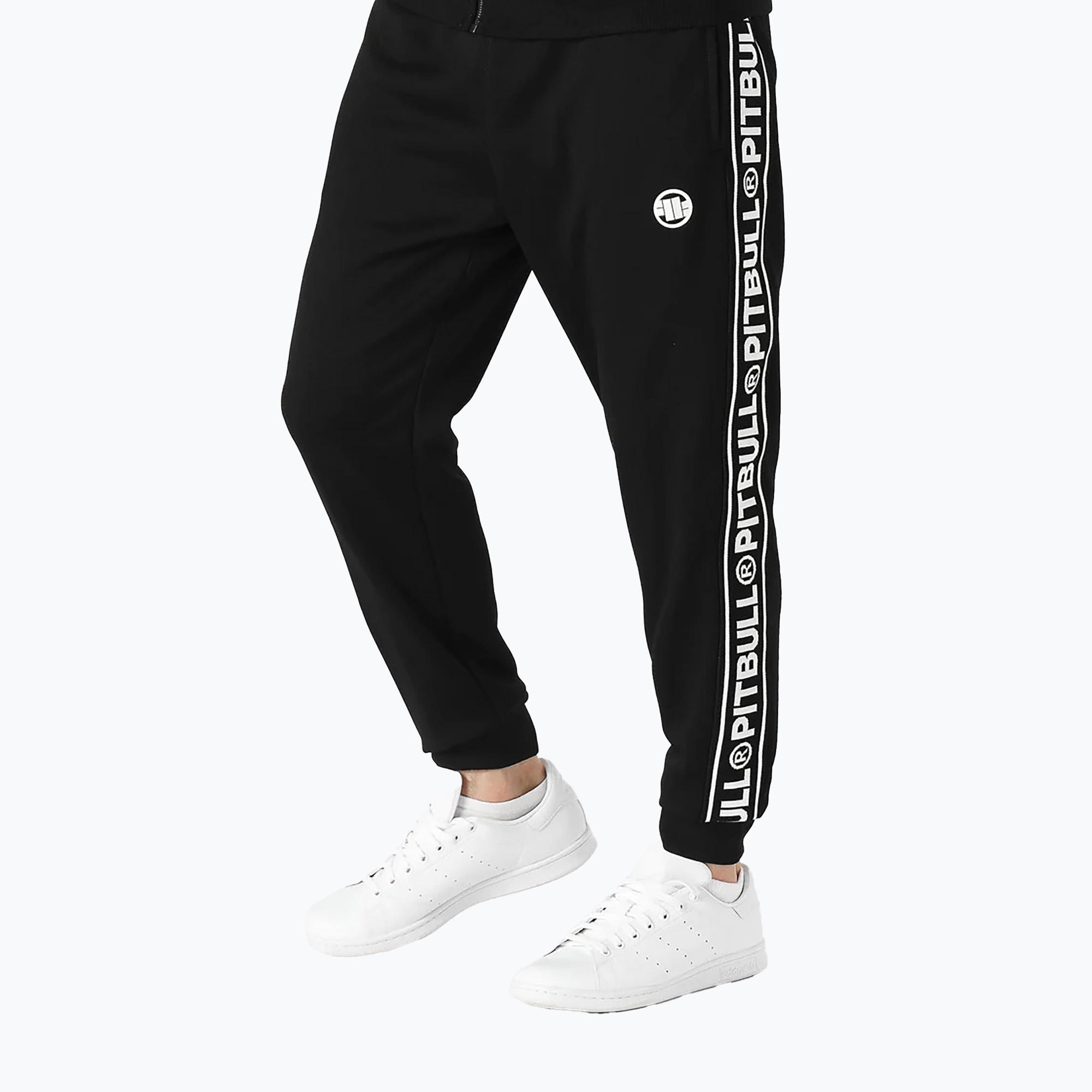 Spodnie męskie Pitbull Trackpants Tape Logo Terry Group black 