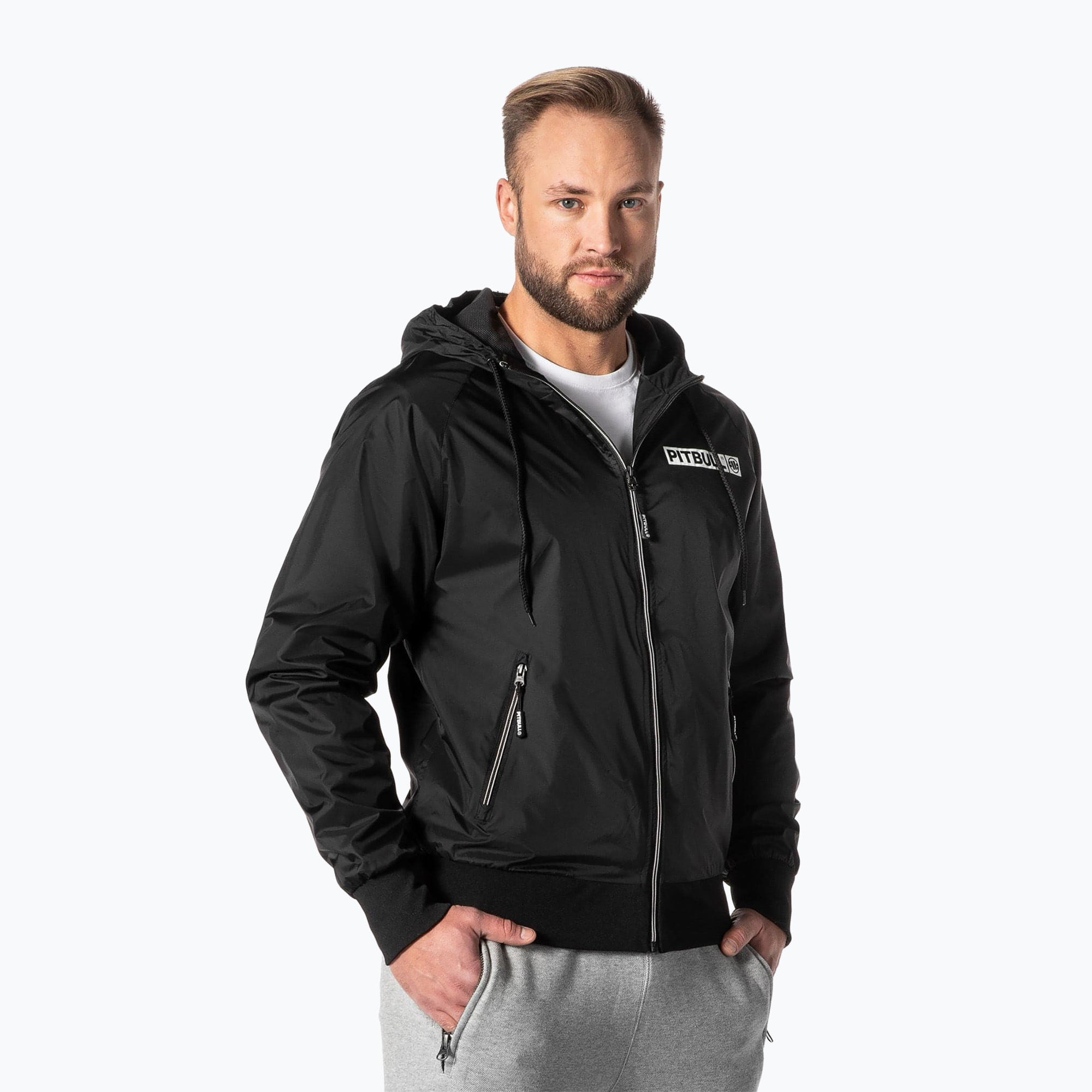 Kurtka męska Pitbull Athletic Hilltop Hooded Nylon black 