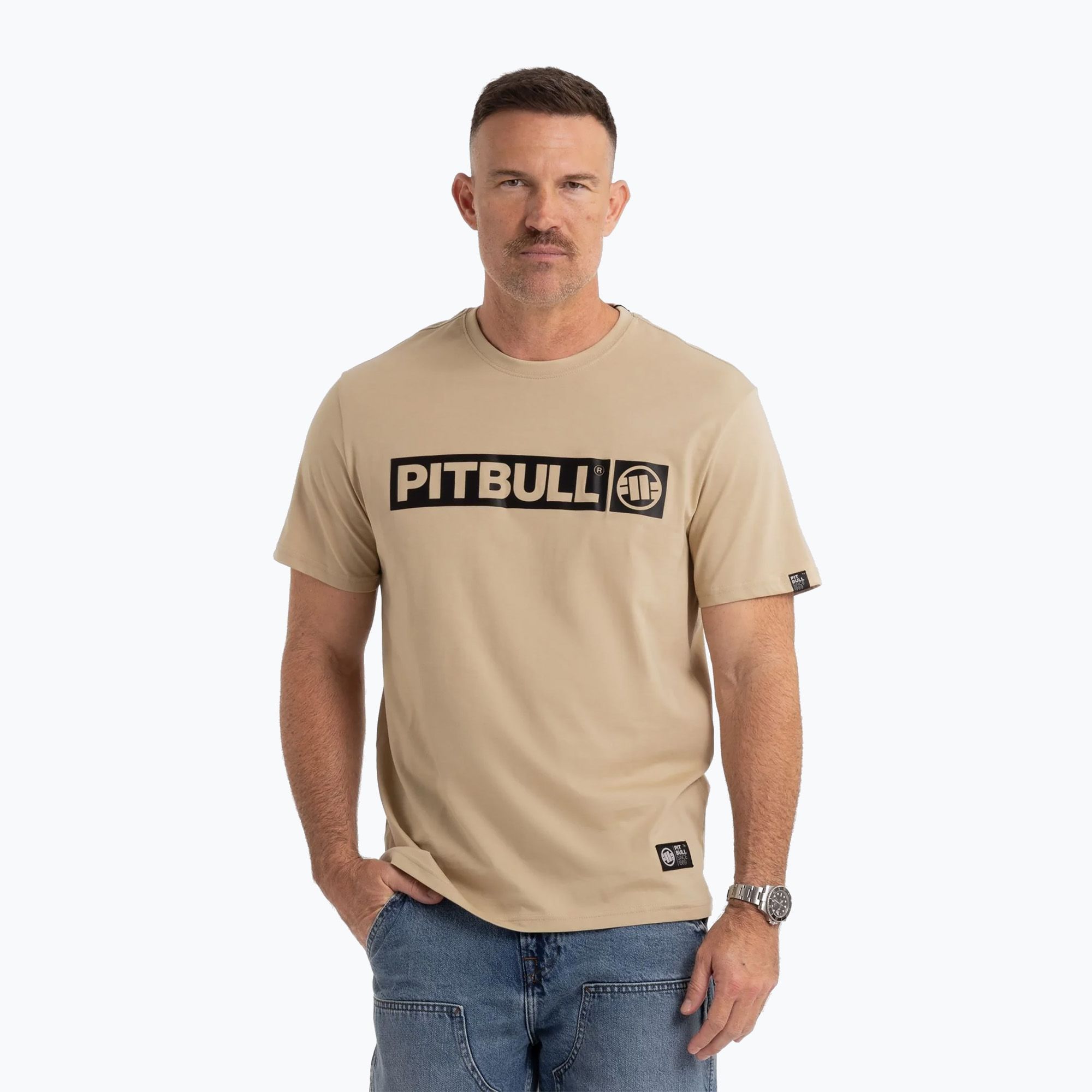 Pánske tričko Pitbull West Coast T-S Hilltop 170 sand (Hilltop 213003250001)