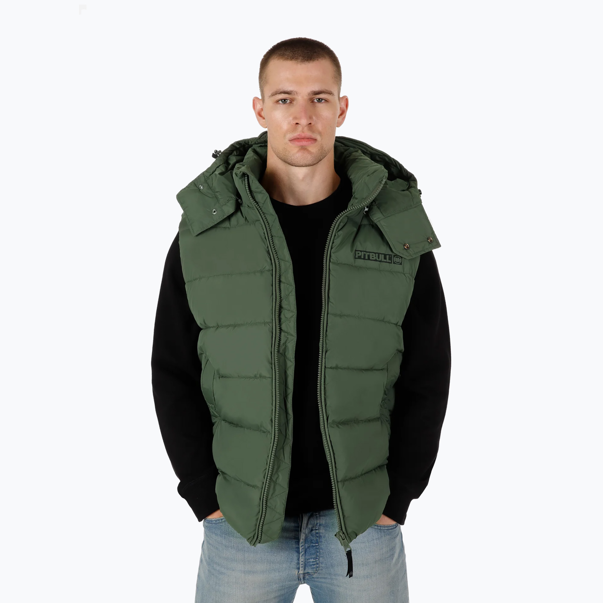 Bezrękawnik męski Pitbull Perseus Hooded Vest olive 
