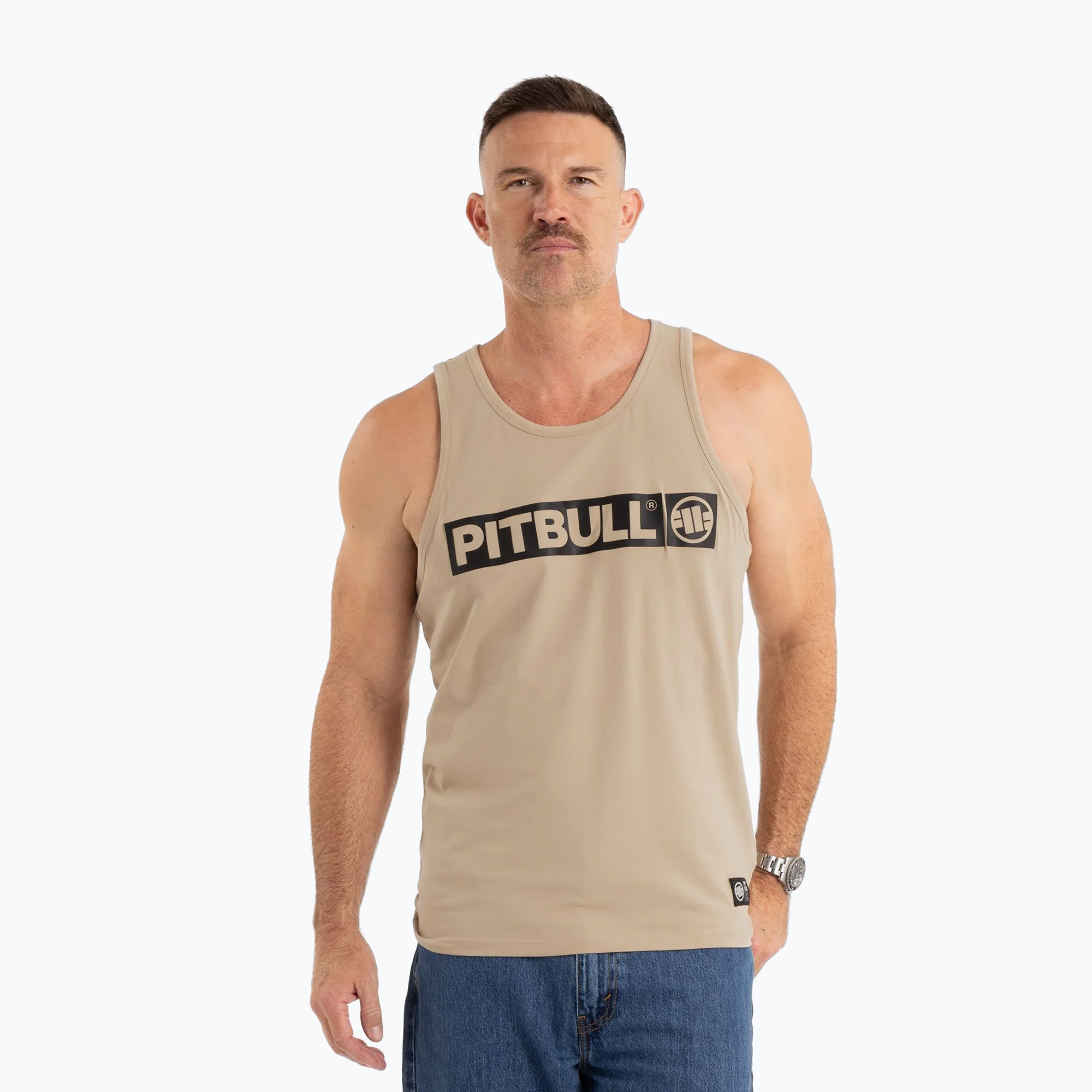 Pitbull Hilltop Tank Top Uomo Maglietta sabbia chiara (L) (Hilltop Tank Top 223003260002)