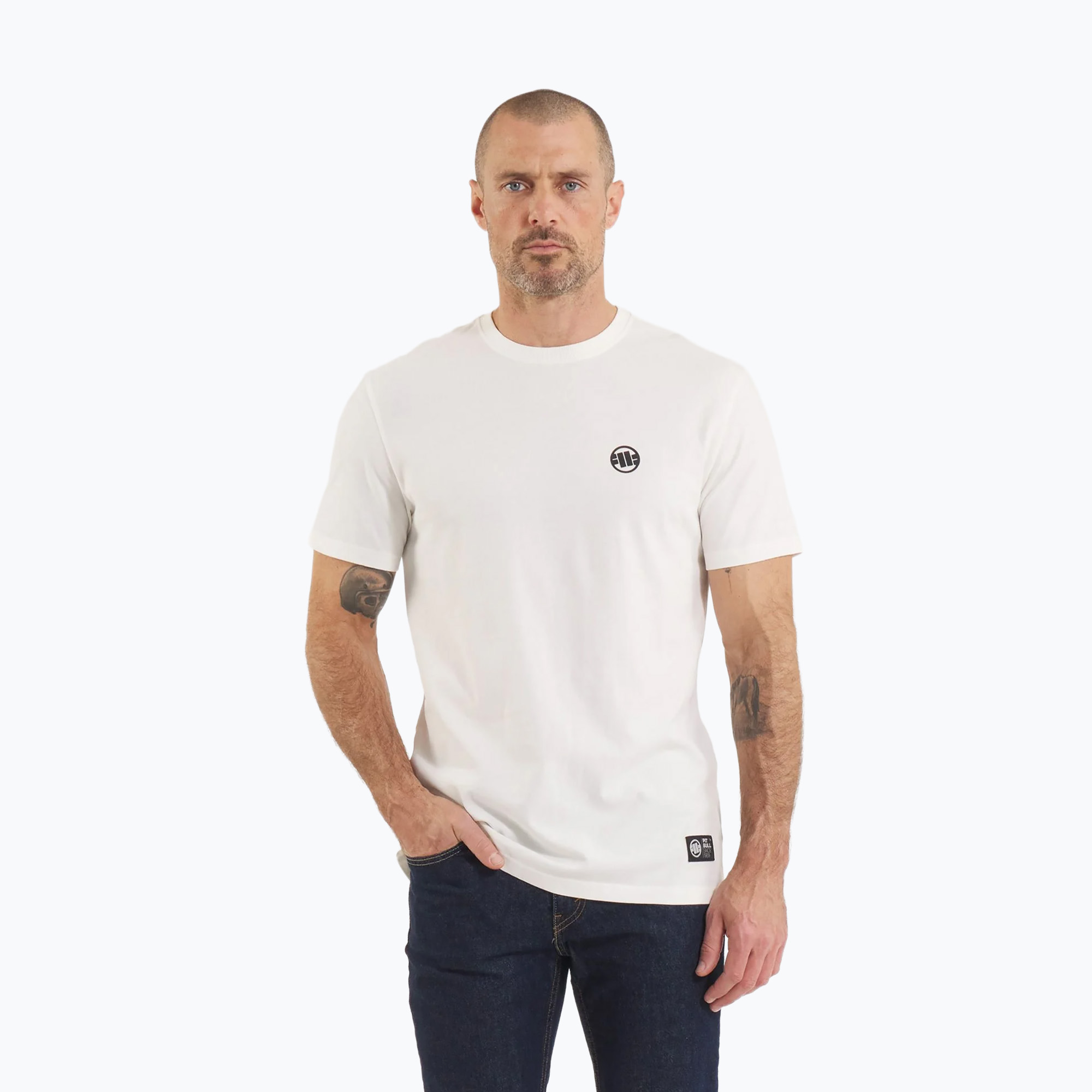 Мъжка тениска Pitbull Small Logo off white