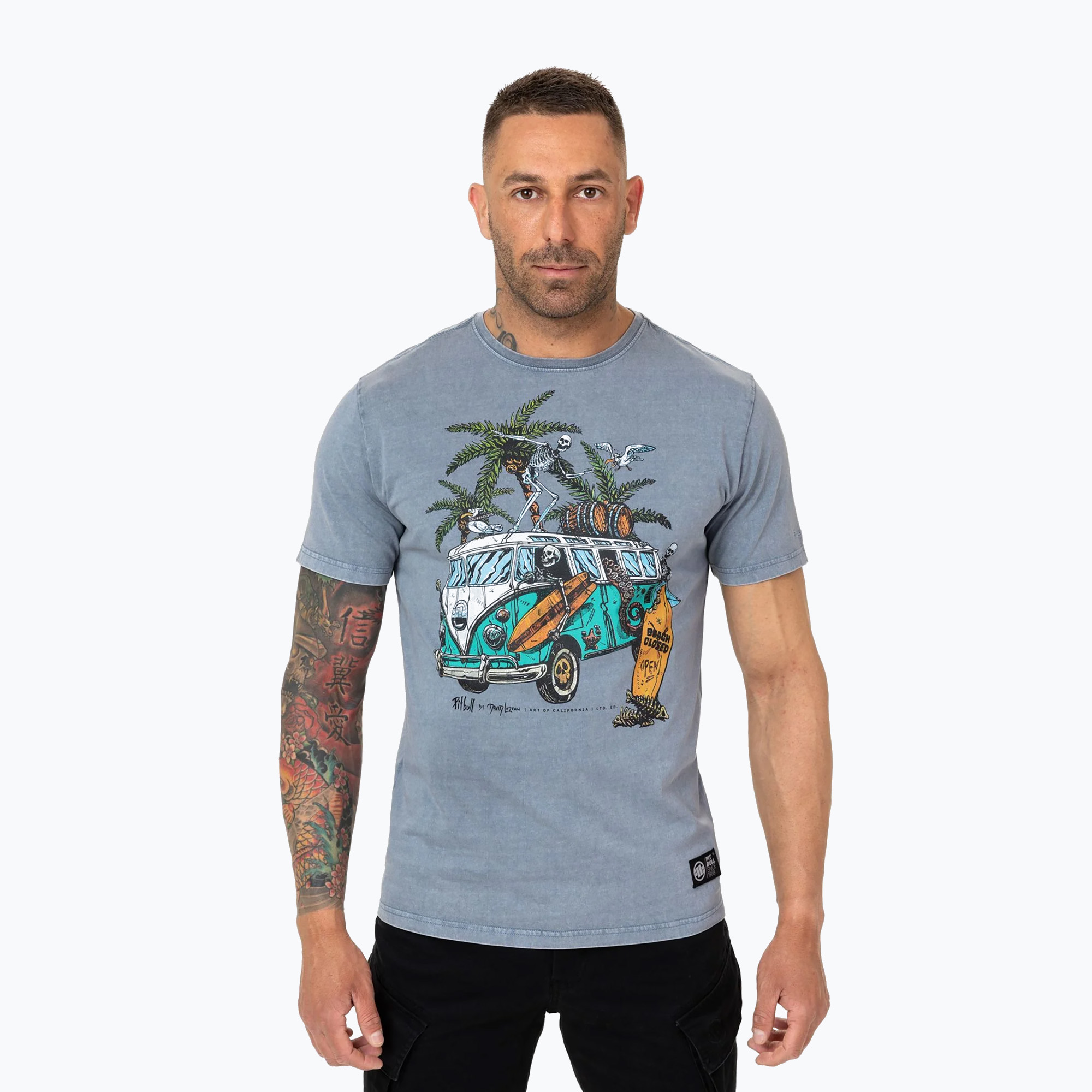 Koszulka męska Pitbull Open Beach washed blue 