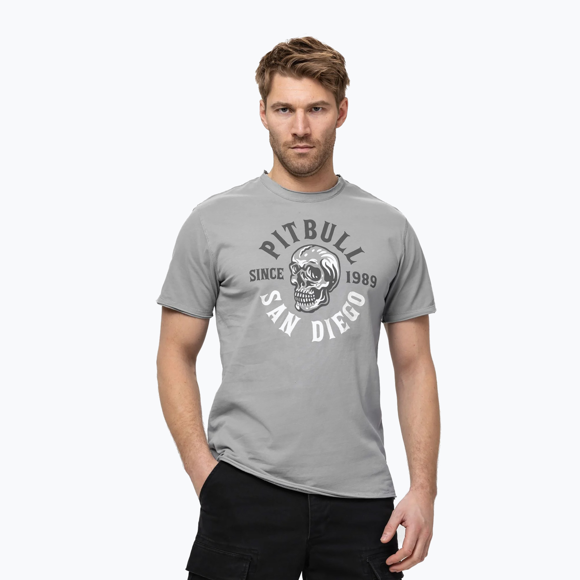 Tricou pentru bărbați Pitbull Shkull Logo grey