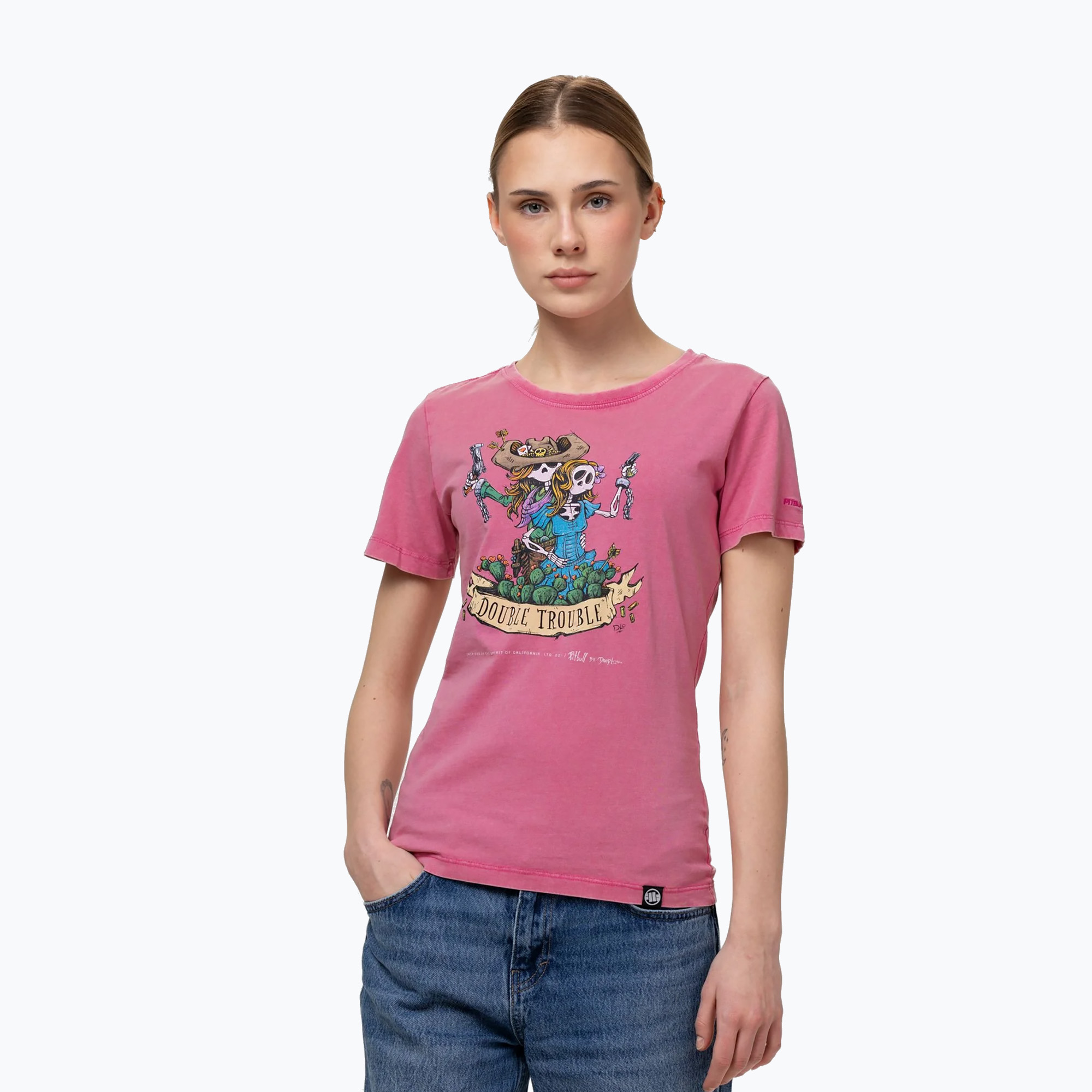 Tricou pentru bărbați Pitbull Doubletrouble washed pink