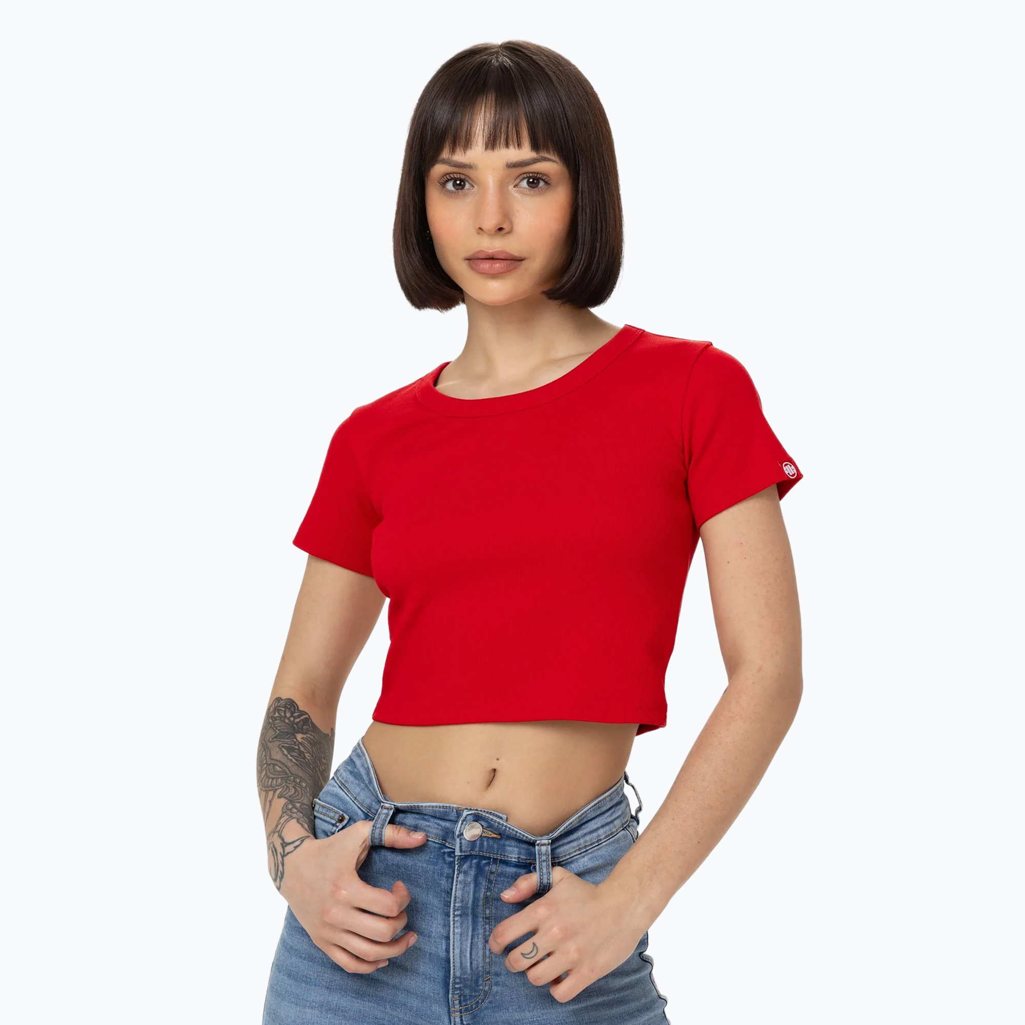 Pitbull Cropped red women's t-shirt (XL)