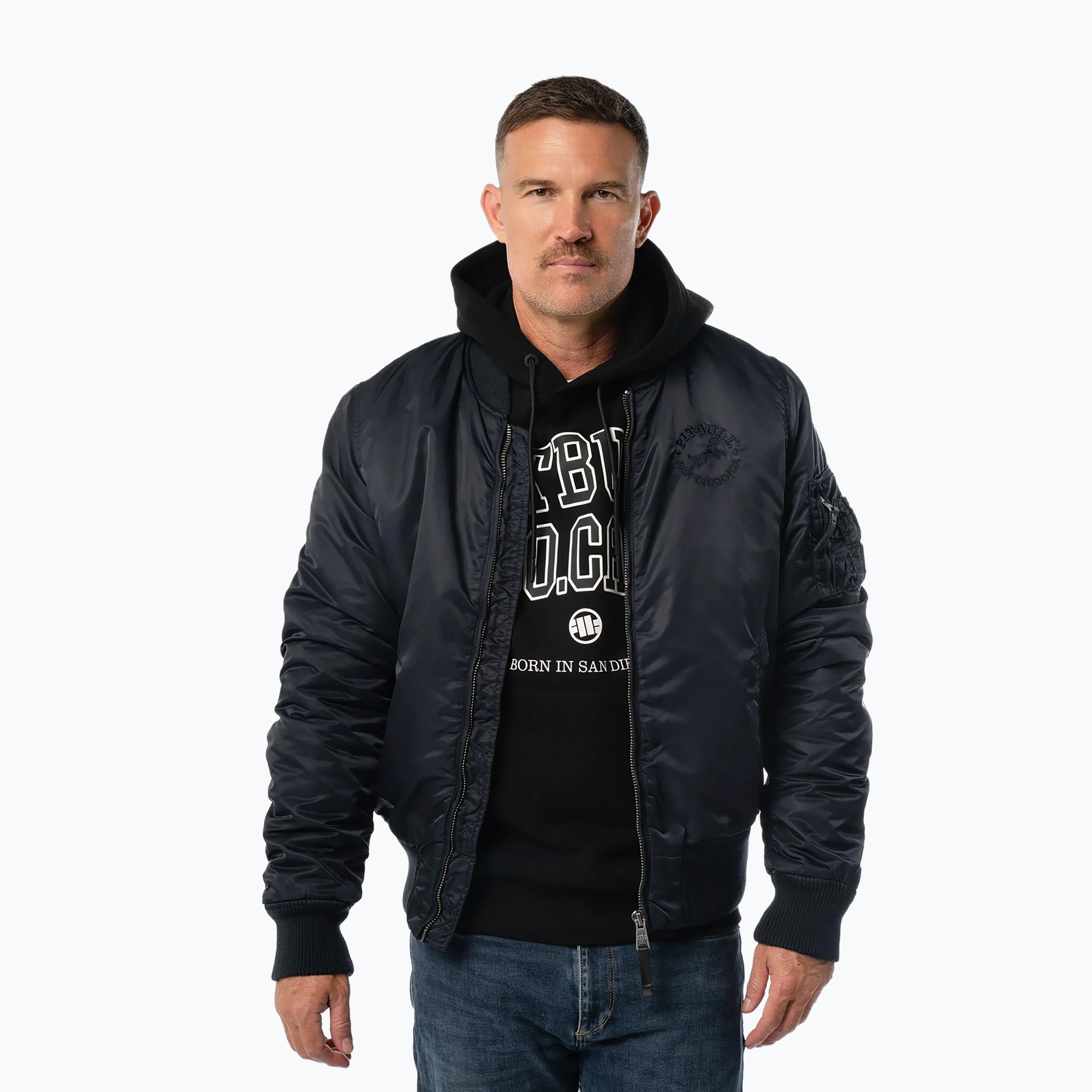 Geacă pentru bărbați Pitbull Hacket Washed Bomber dark navy
