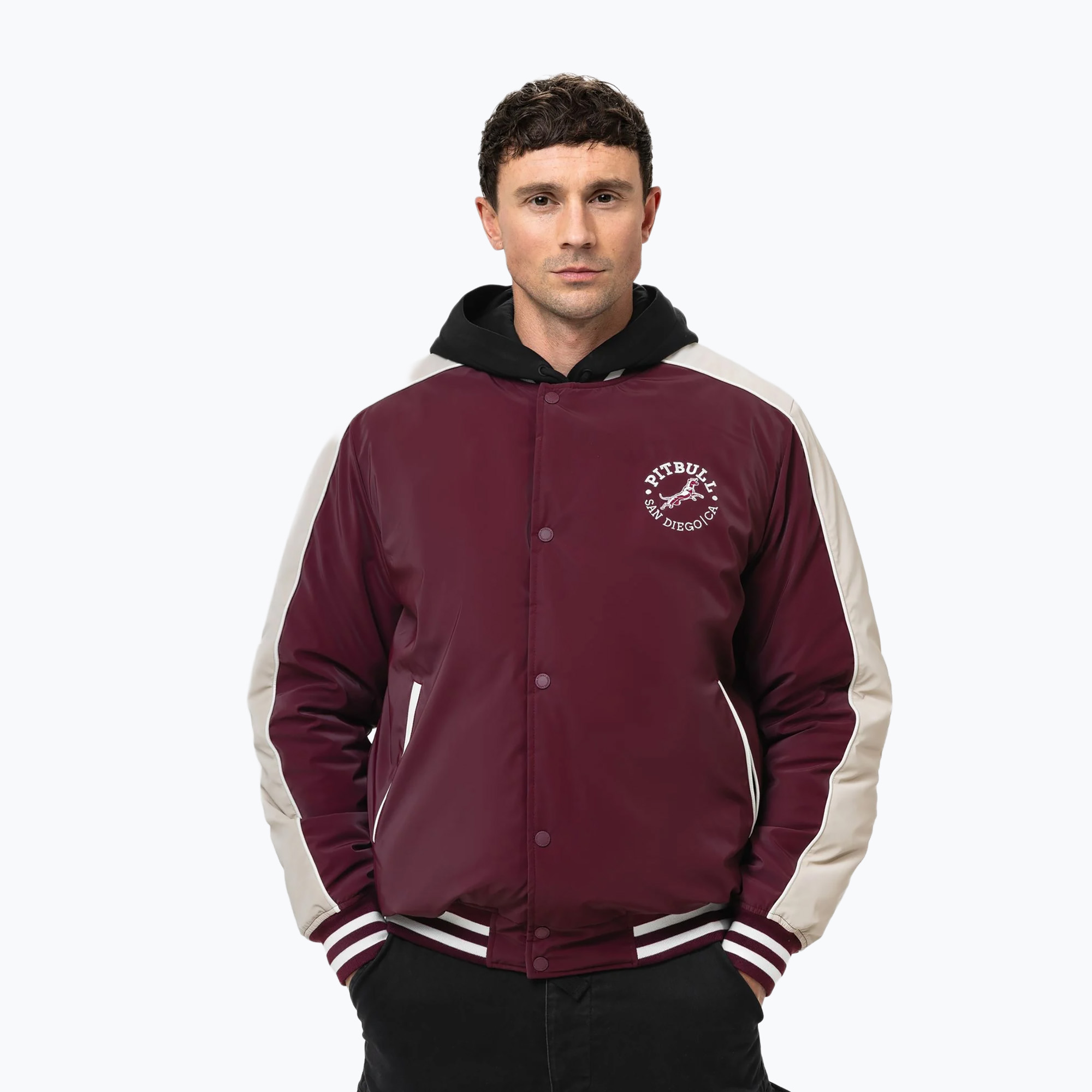 Kurtka męska Pitbull Manolito Baseball burgundy 
