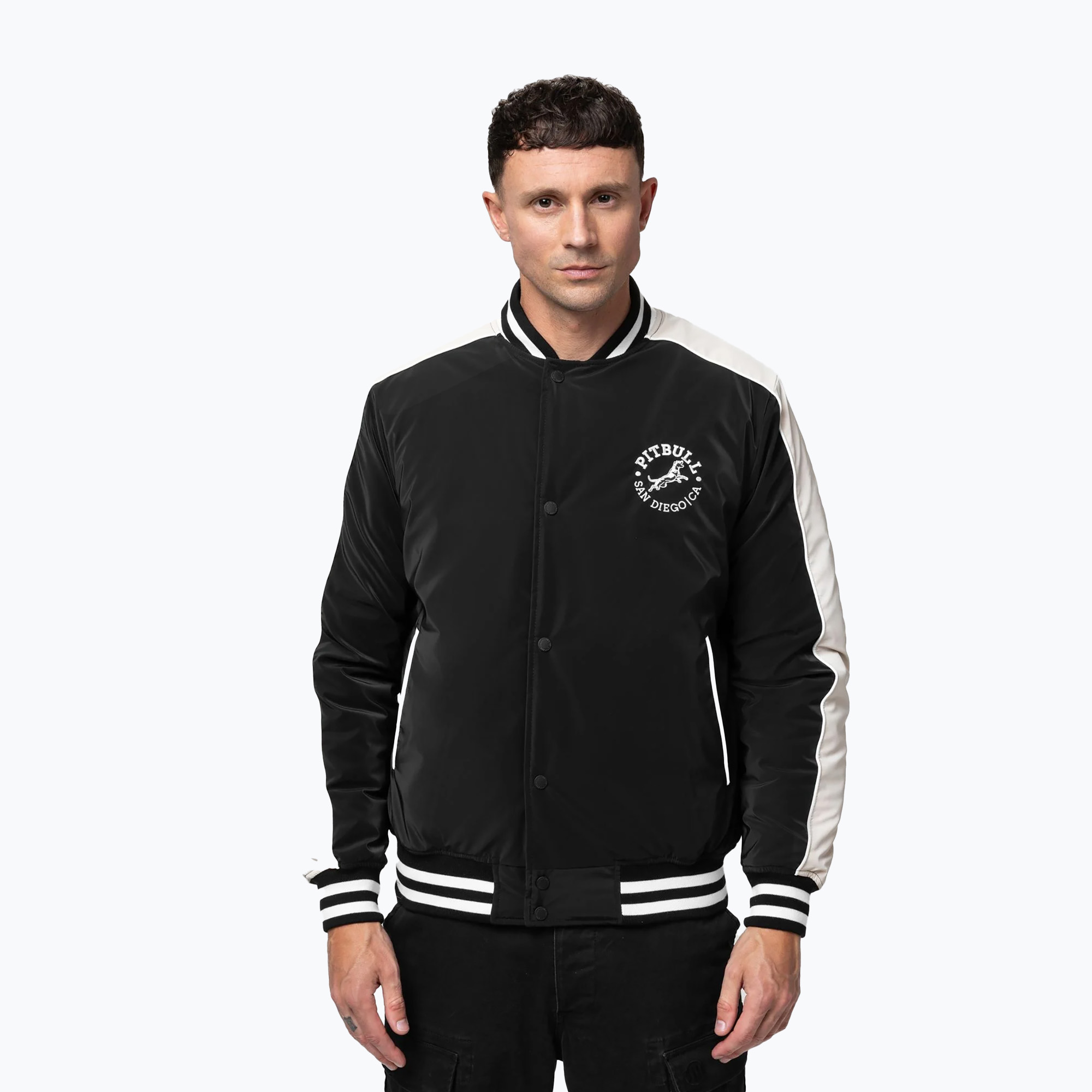 Kurtka męska Pitbull Manolito Baseball black/white 