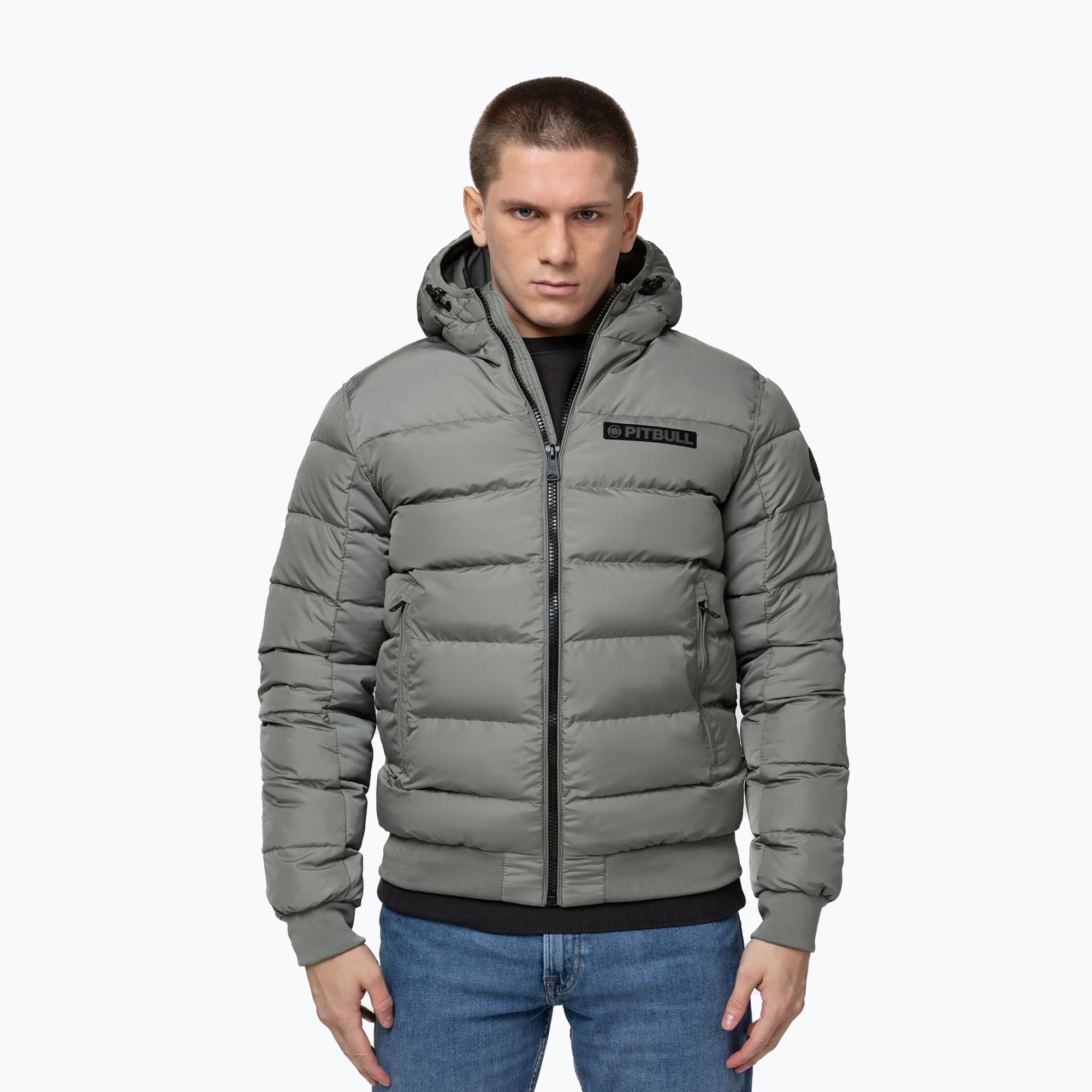 Kurtka zimowa męska Pitbull Dillon Quilted Hooded dusty salvia 