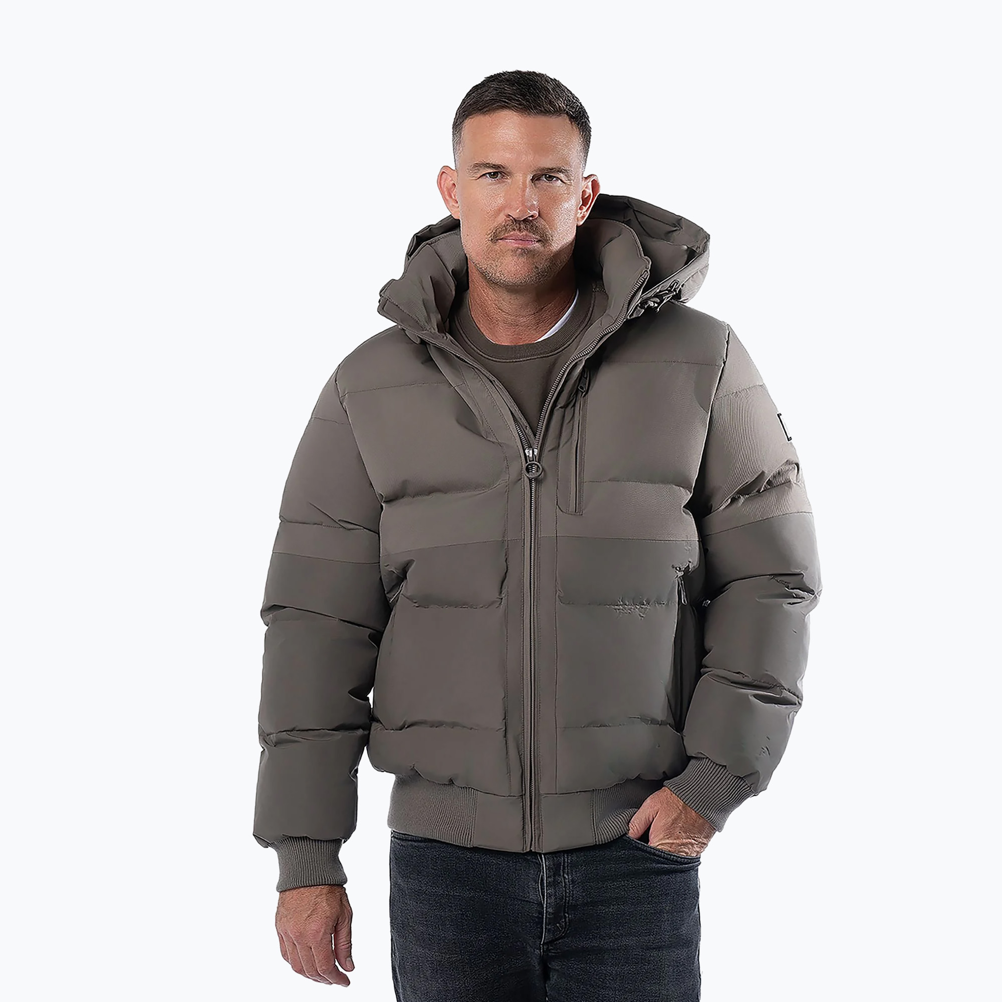 Kurtka zimowa męska Pitbull Patton Quilted Hooded taupe 