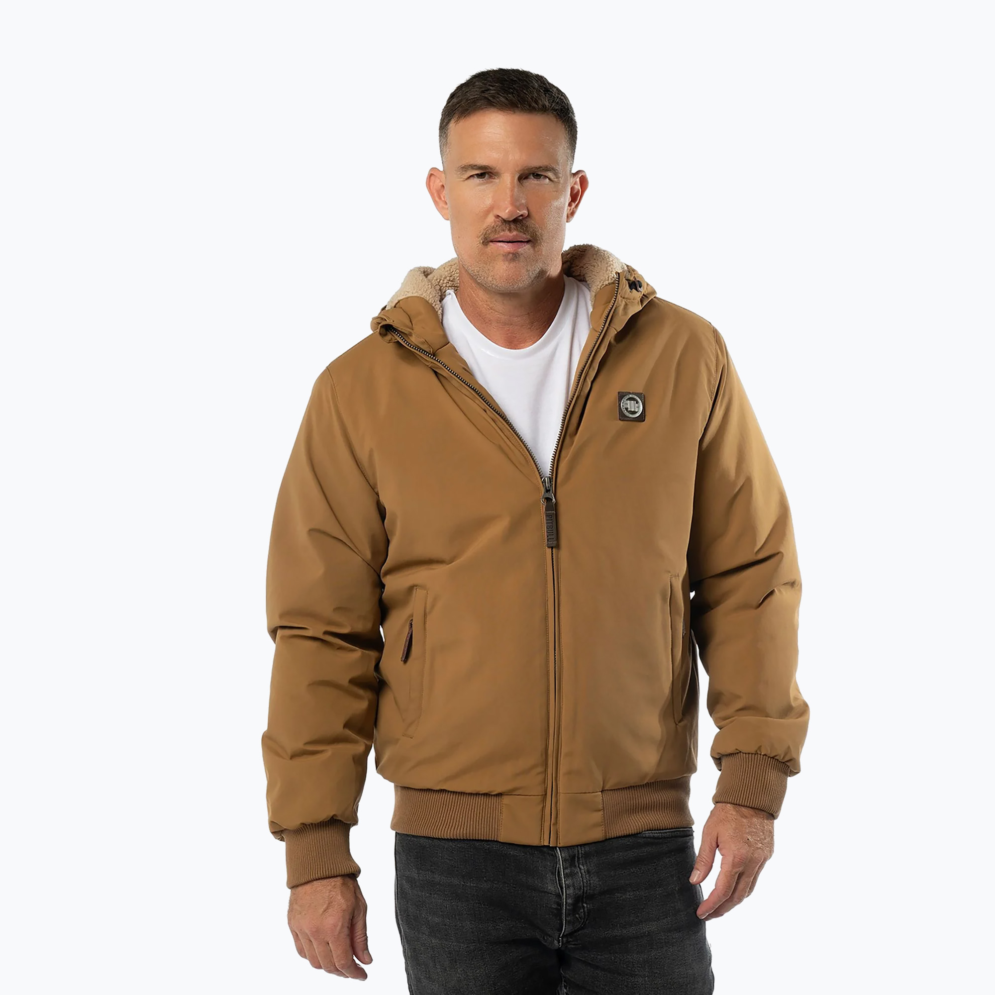 Kurtka zimowa męska Pitbull Elkwood 3 Sherpa Hooded honney yellow 
