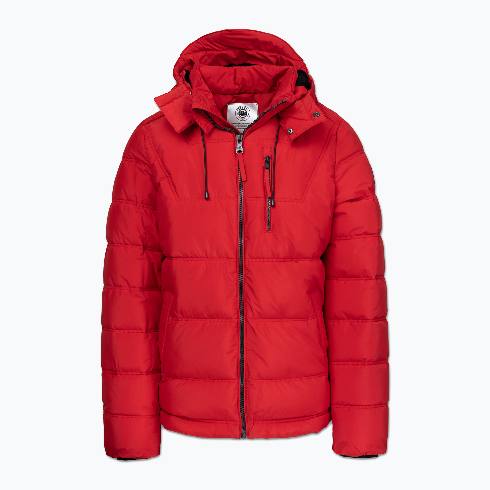 Kurtka zimowa męska Pitbull Piedmont Quilted Hooded fluo/red 