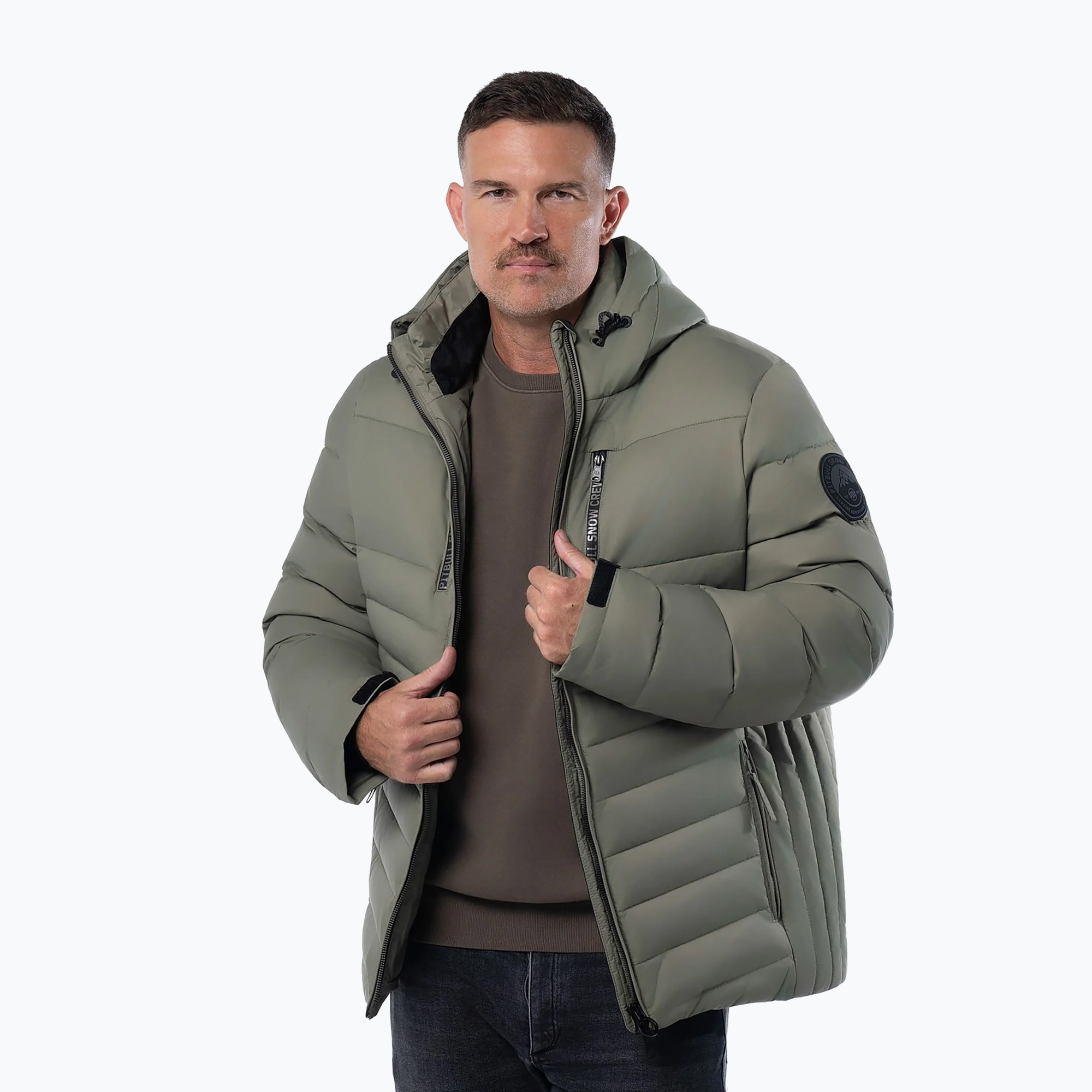Kurtka zimowa męska Pitbull Crestline Padded Hooded dusty salvia 