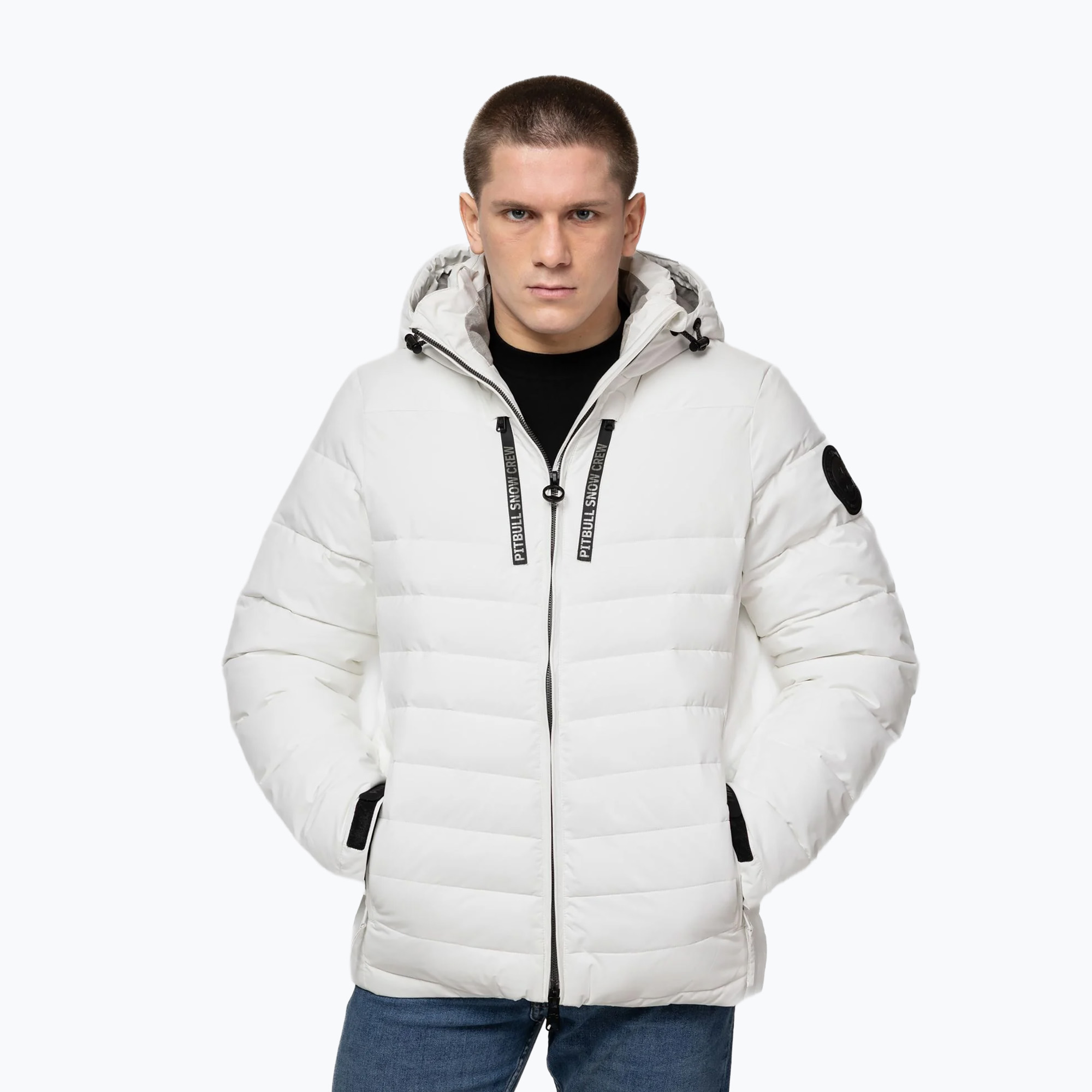 Kurtka zimowa męska Pitbull Crestline Padded Hooded off white 