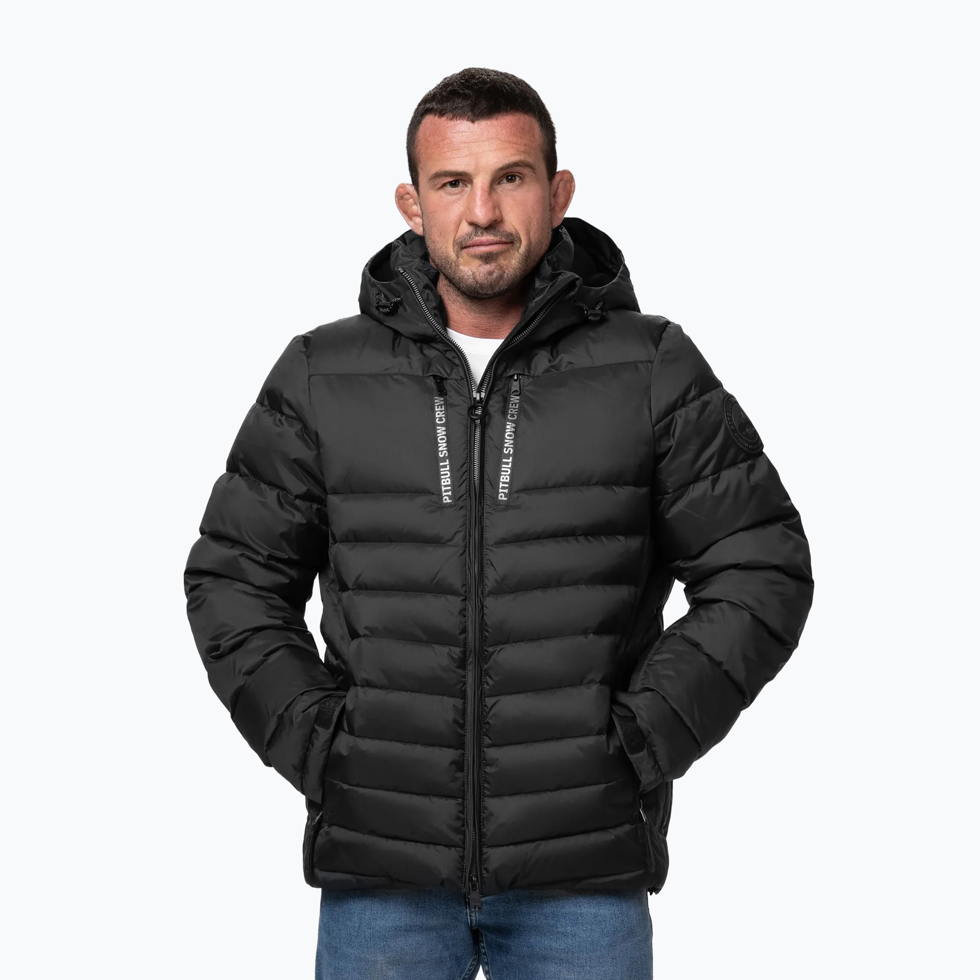 Kurtka zimowa męska Pitbull Crestline Padded Hooded black 