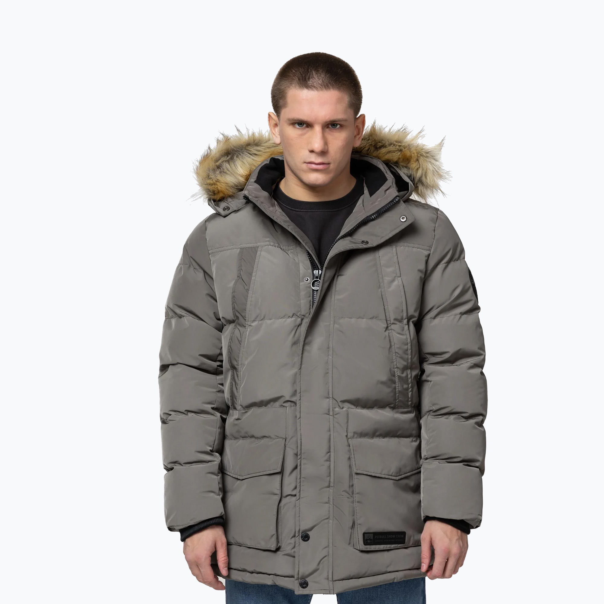 Kurtka zimowa męska Pitbull Forest Hooded Parka taupe 