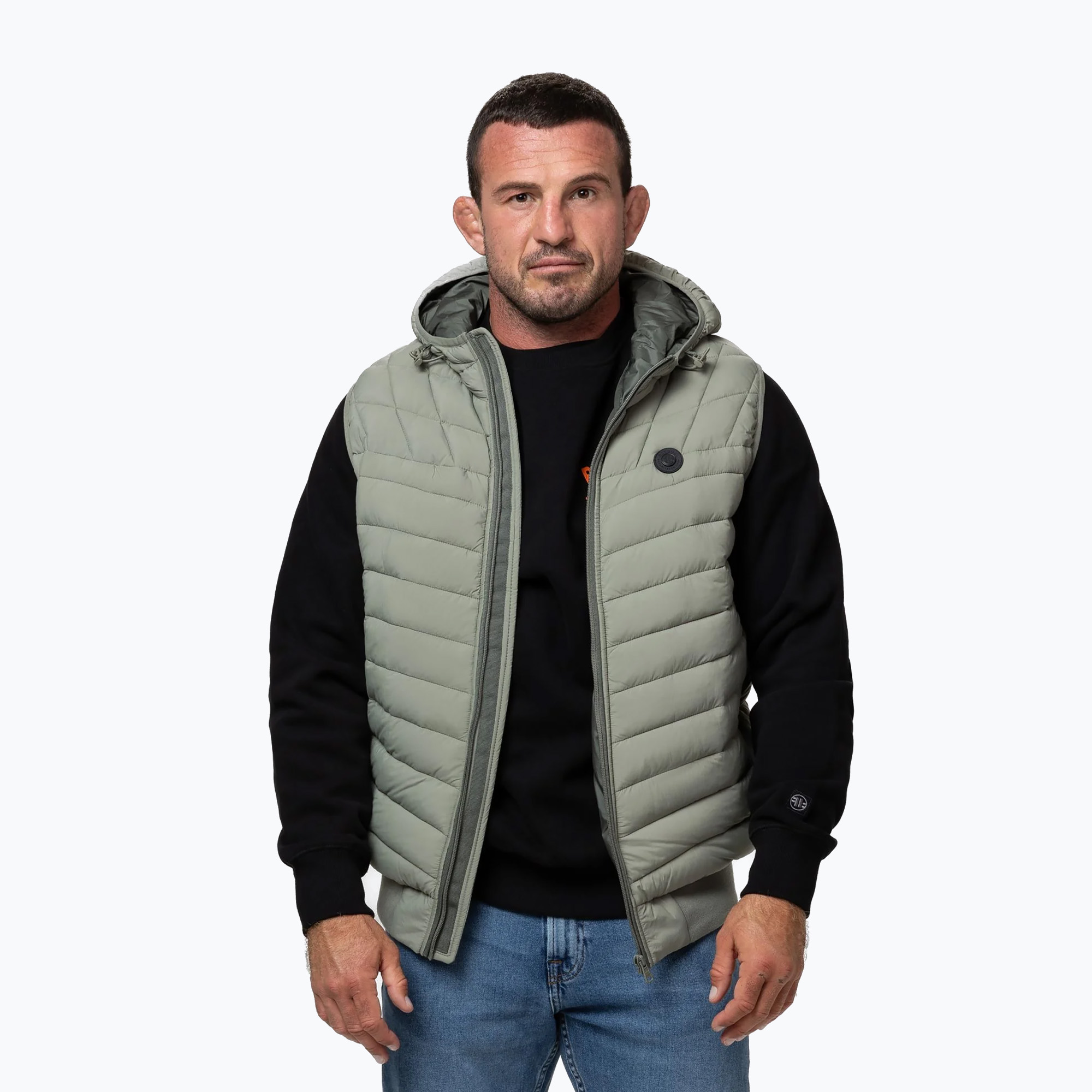 Vestă pentru bărbați Pitbull Naylor Padded Hooded dusty salvia