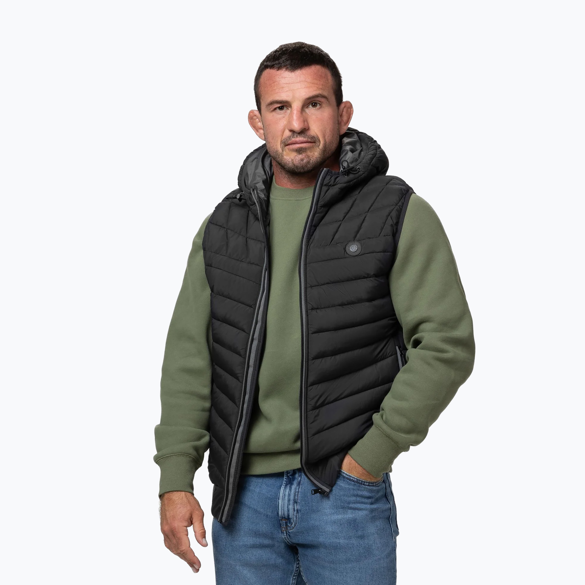 Vestă pentru bărbați Pitbull Naylor Padded Hooded black