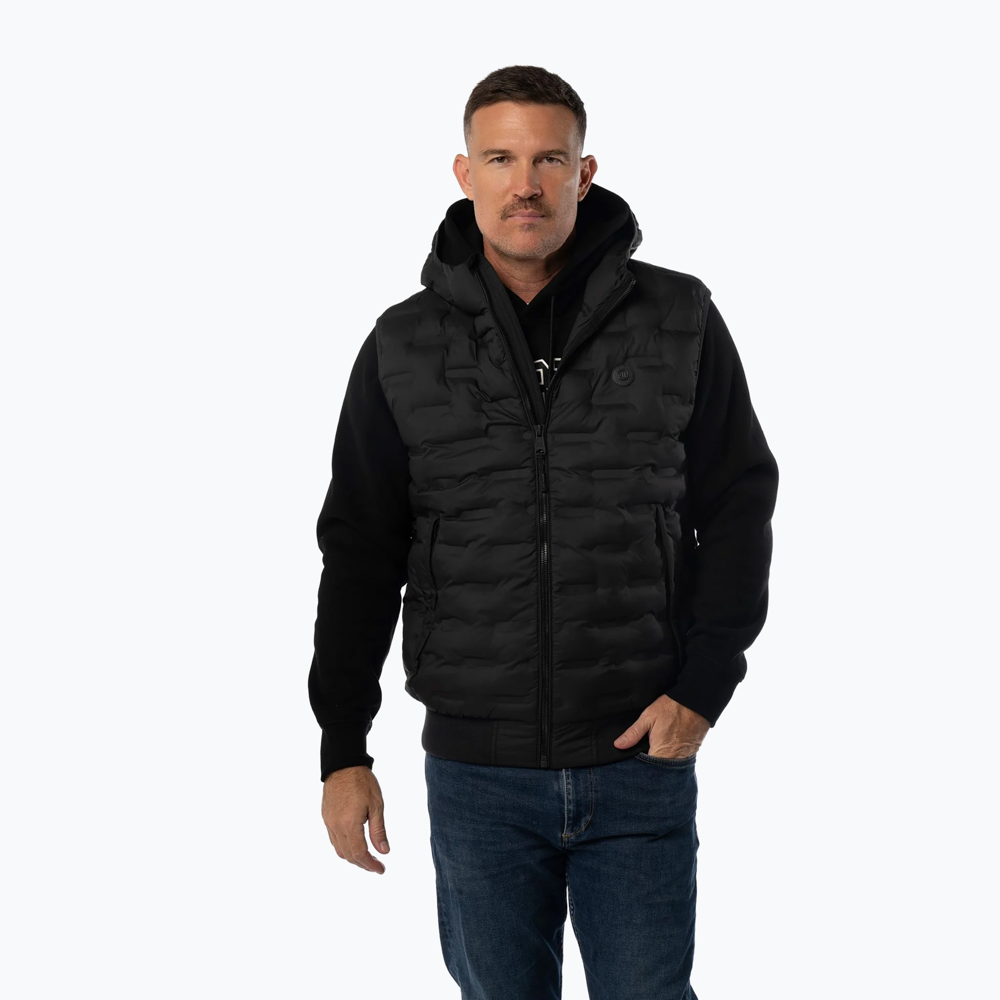 Bezrękawnik męski Pitbull Fisk Quilted Hooded black 
