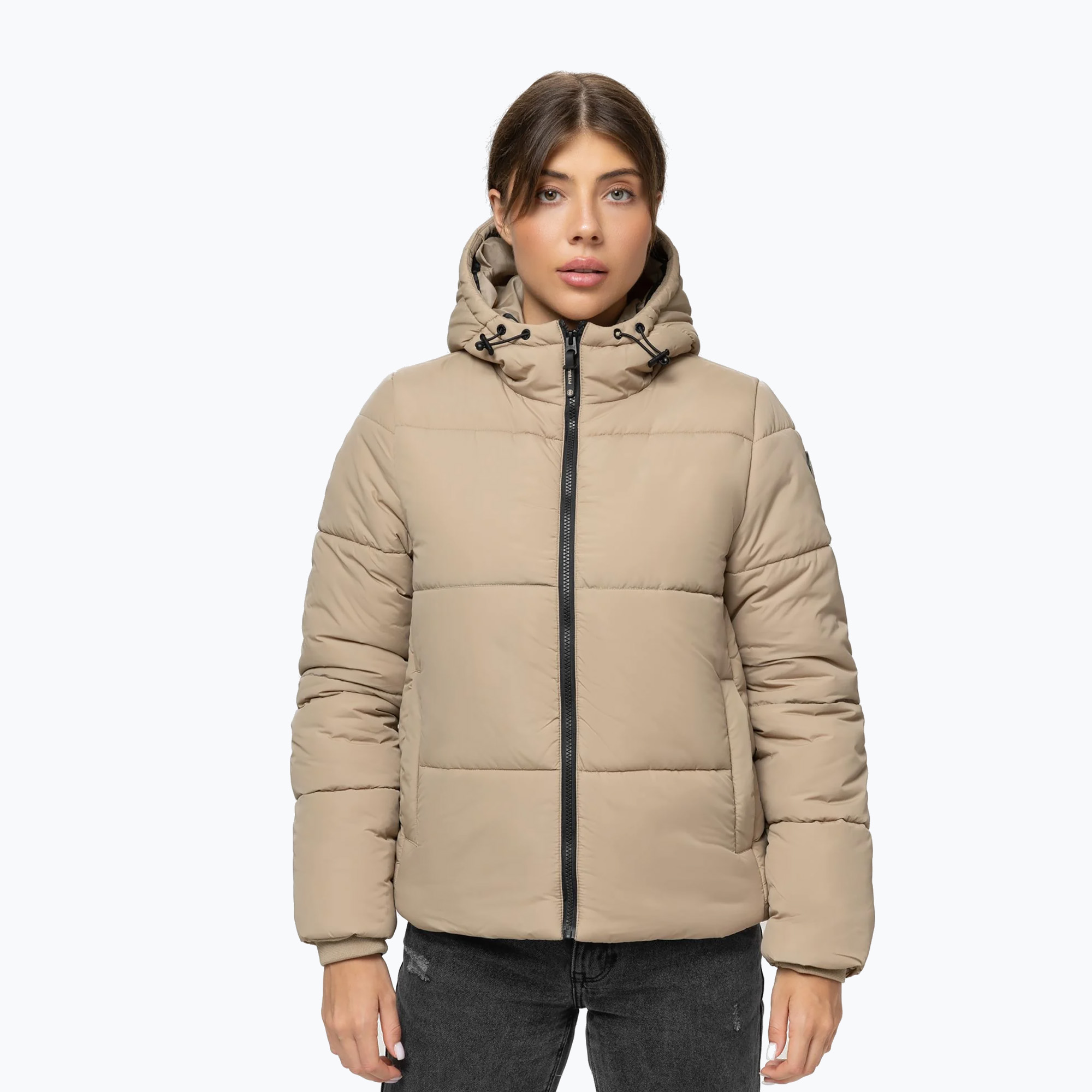 Kurtka zimowa damska Pitbull Vista Quilted Hooded dark sand 
