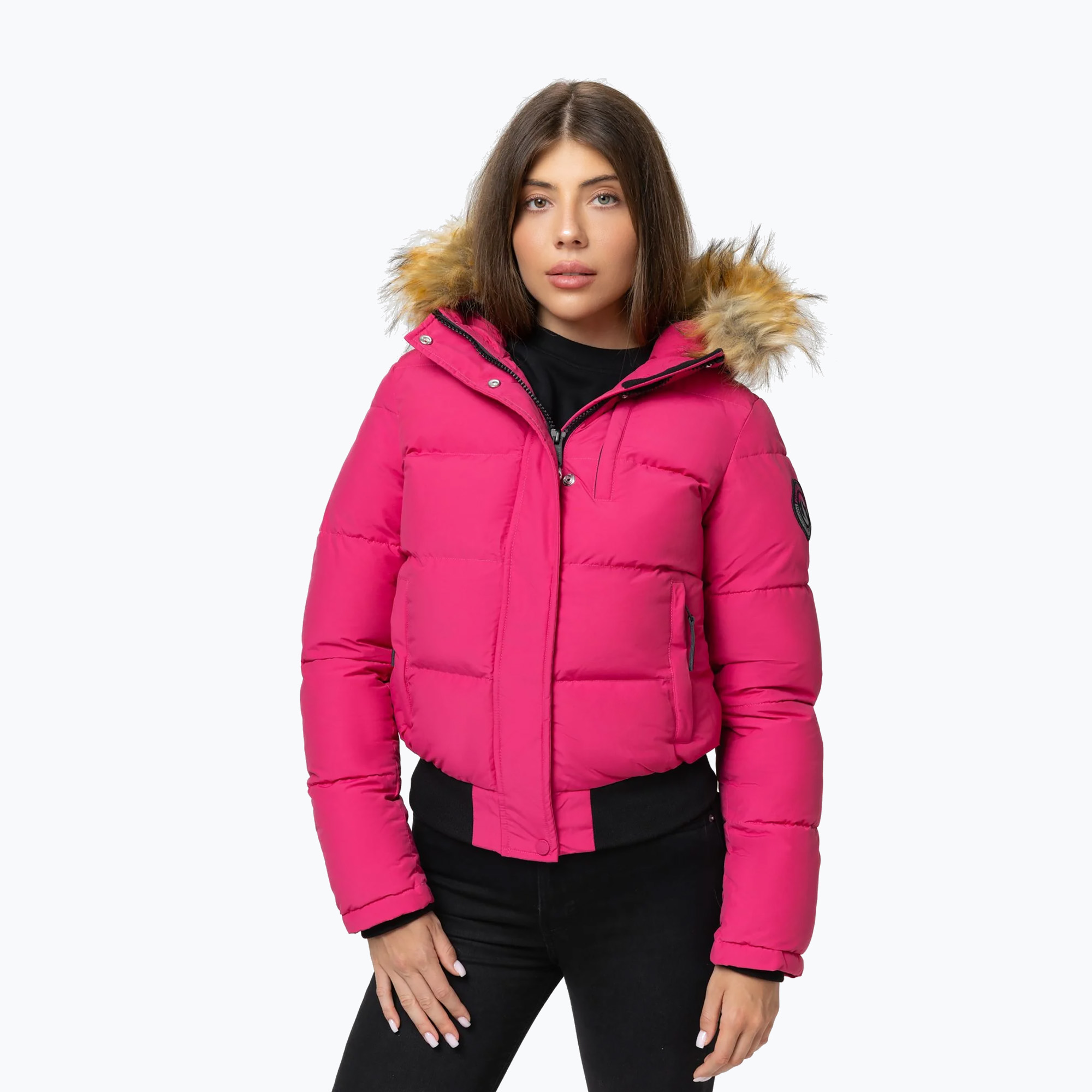Kurtka zimowa damska Pitbull Azalea Quilted Hooded raspberry red 