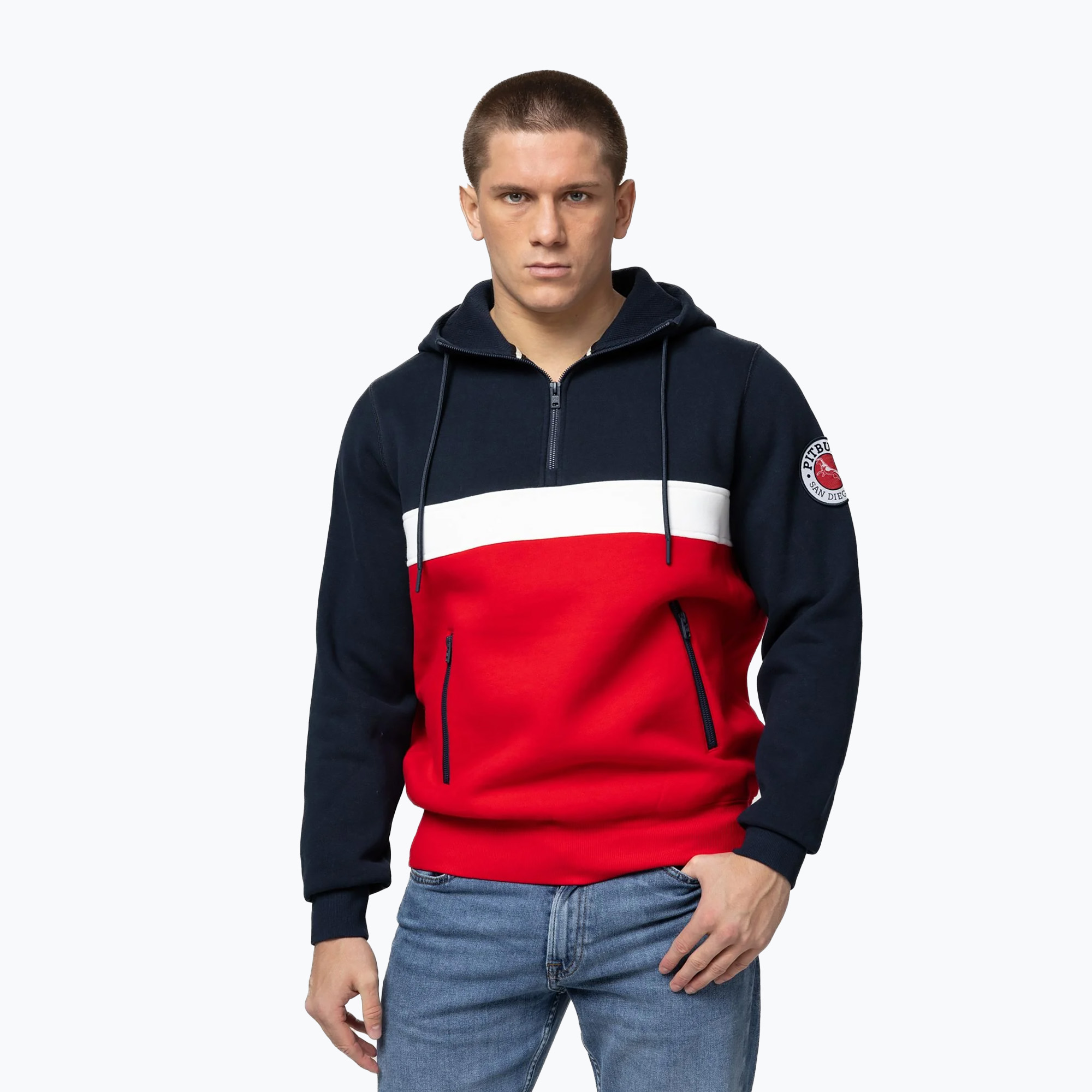Bluza męska Pitbull Gibson Hooded dark navy/red 